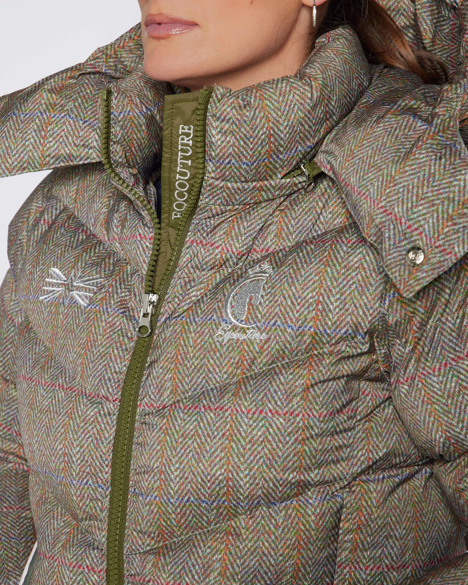 Exclusive Long Tweed Puffer Coat / Jacket - Detachable Hood