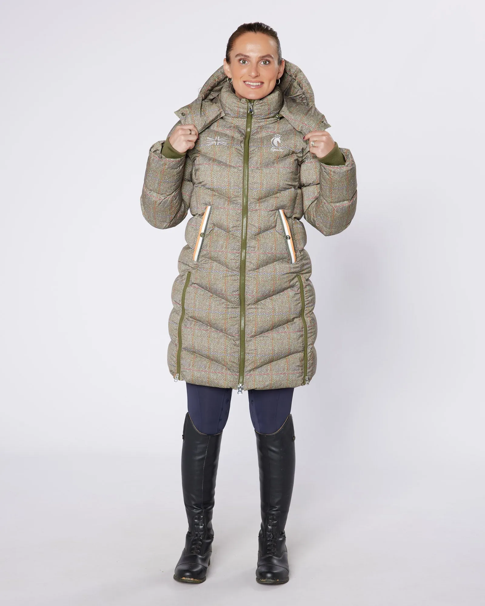 Exclusive Long Tweed Puffer Coat / Jacket - Detachable Hood