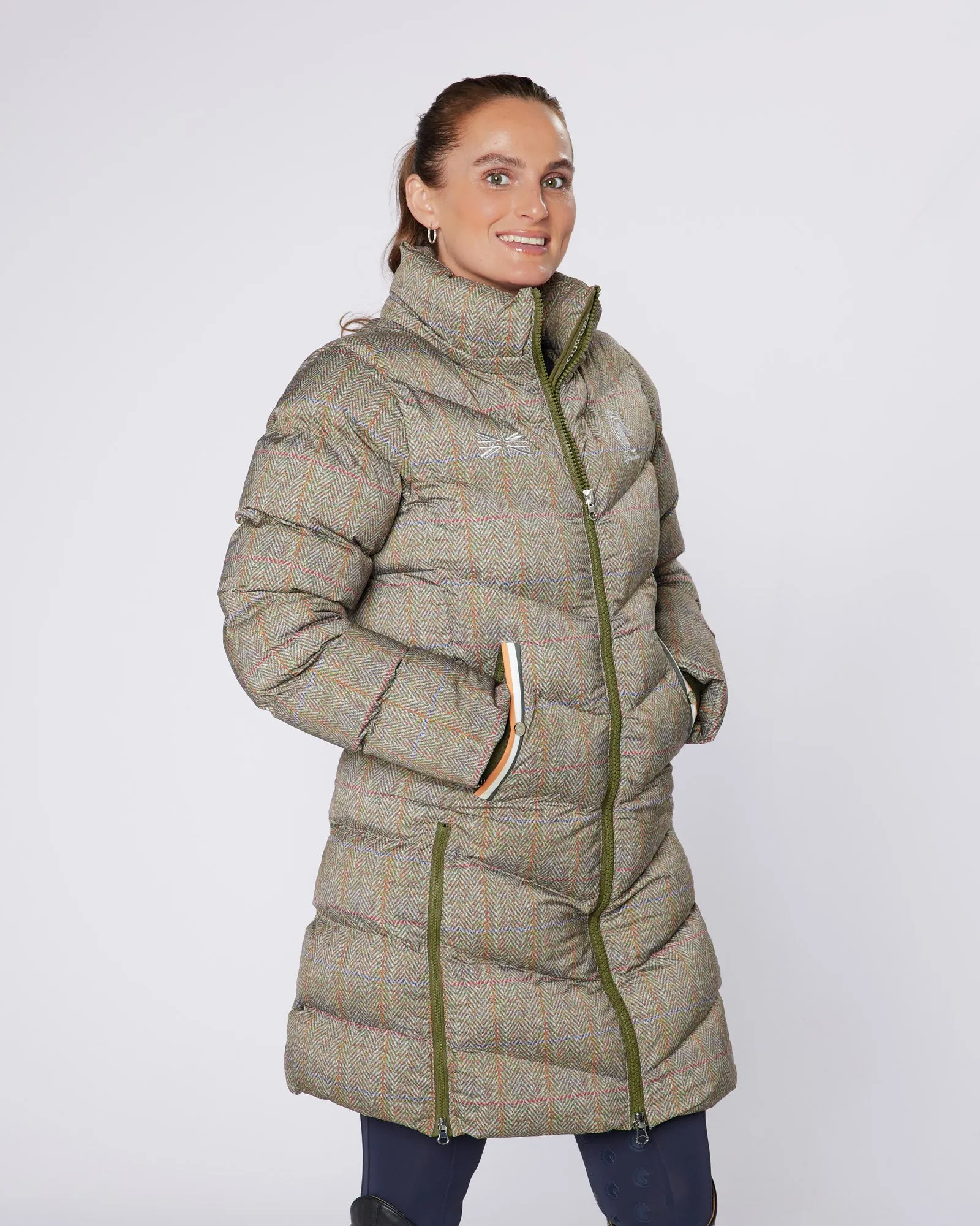 Exclusive Long Tweed Puffer Coat / Jacket - Detachable Hood