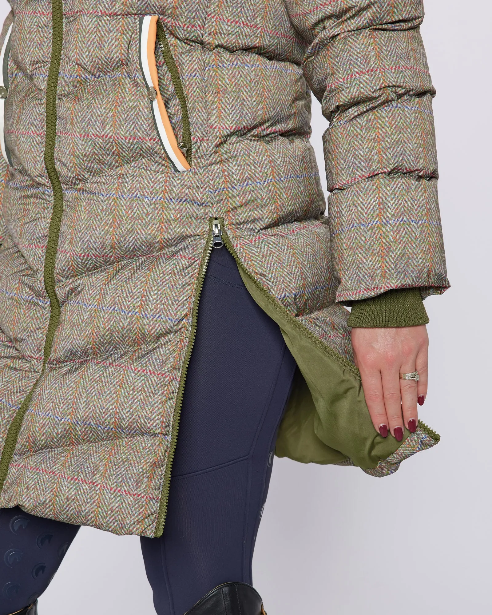 Exclusive Long Tweed Puffer Coat / Jacket - Detachable Hood