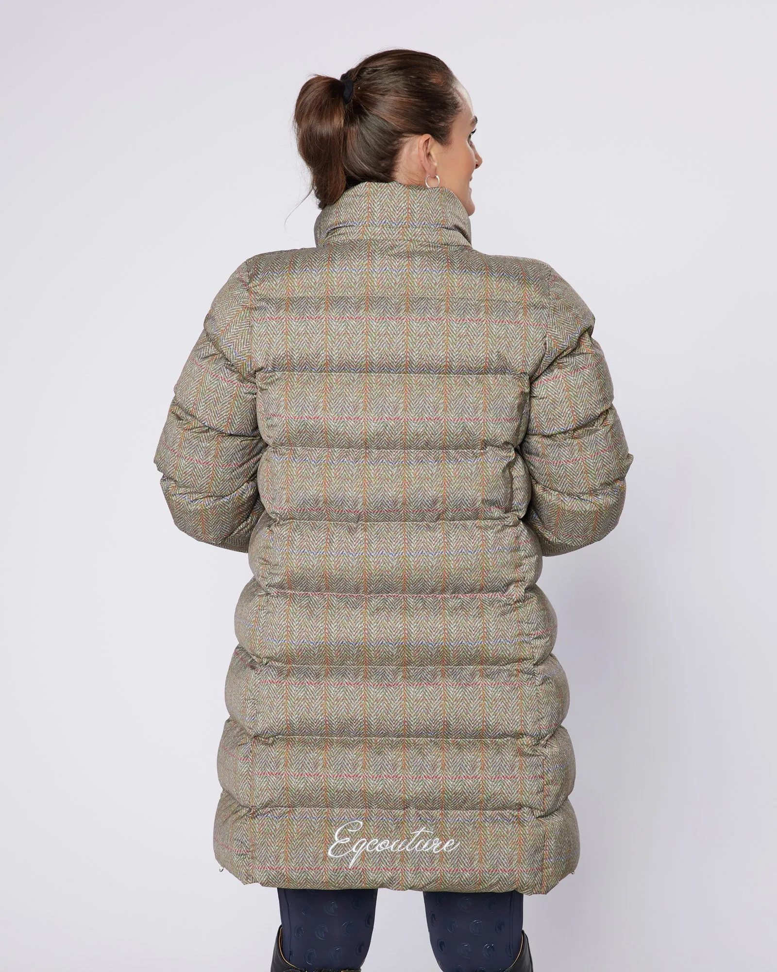 Exclusive Long Tweed Puffer Coat / Jacket - Detachable Hood