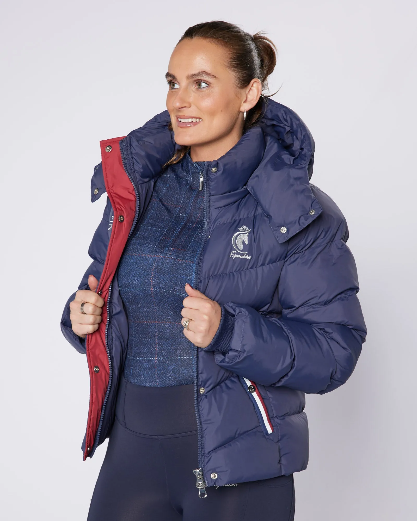 Exclusive Short Navy Puffer Coat  / Jacket - Detachable Hood