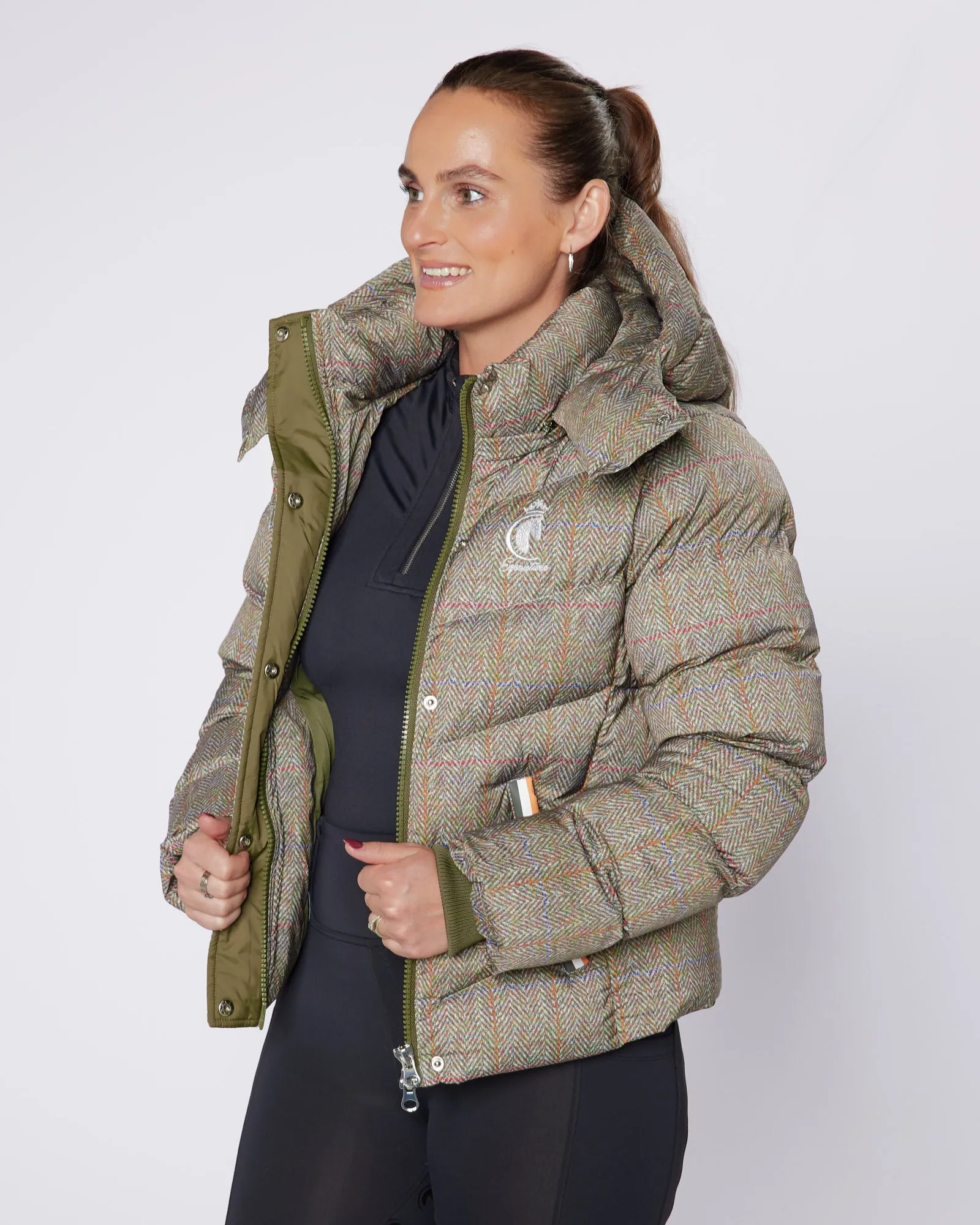 Exclusive Short Tweed Puffer Coat  / Jacket - Detachable Hood