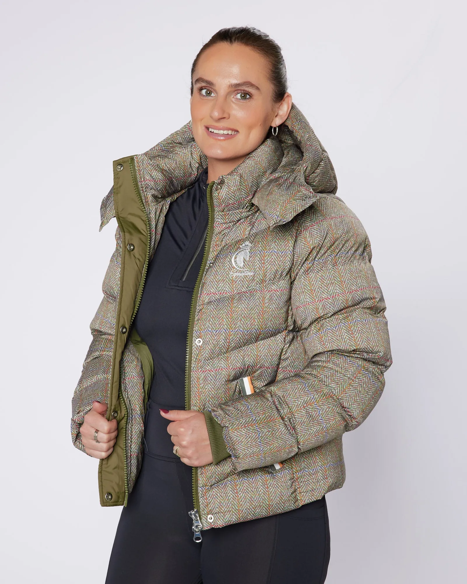 Exclusive Short Tweed Puffer Coat  / Jacket - Detachable Hood