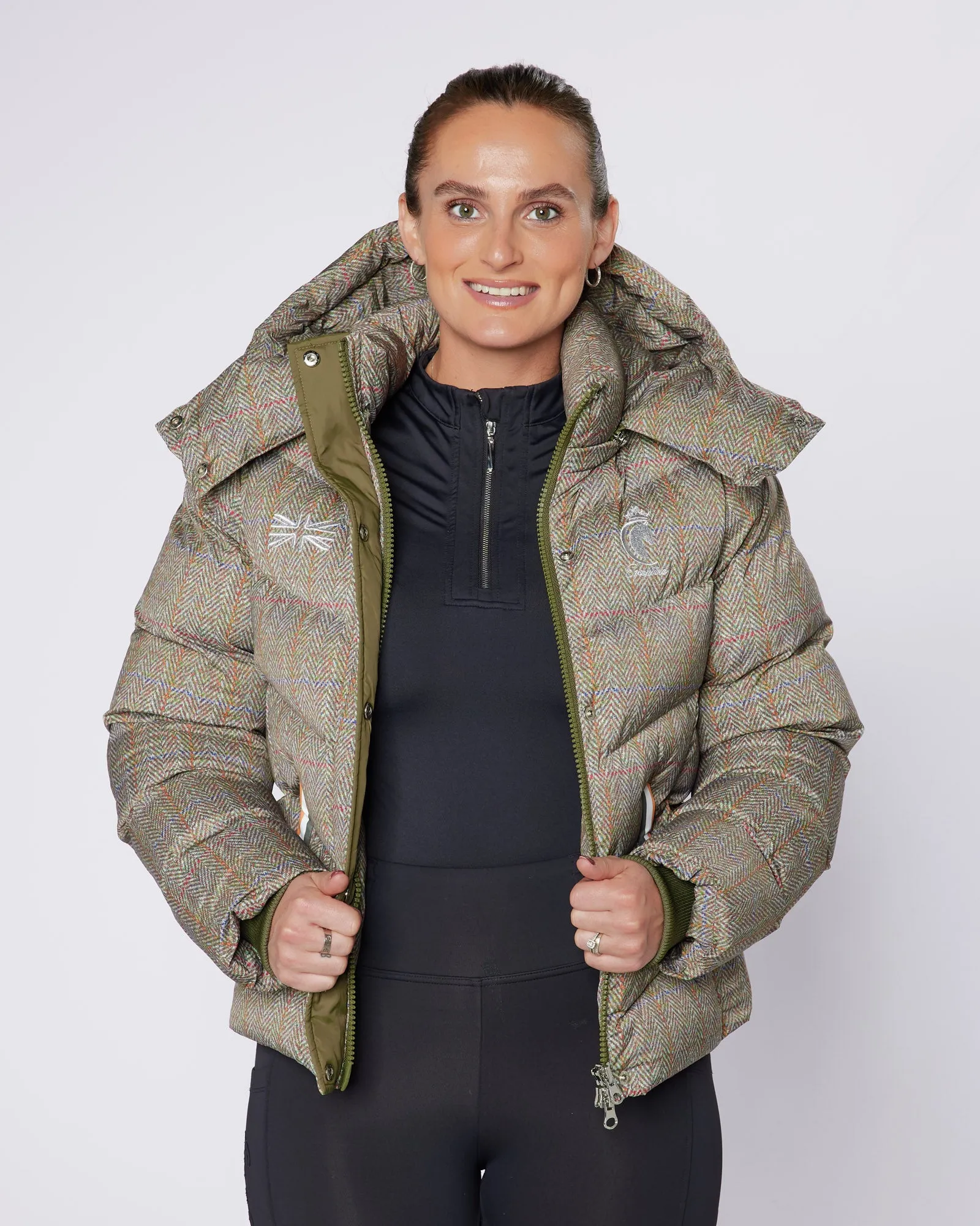 Exclusive Short Tweed Puffer Coat  / Jacket - Detachable Hood