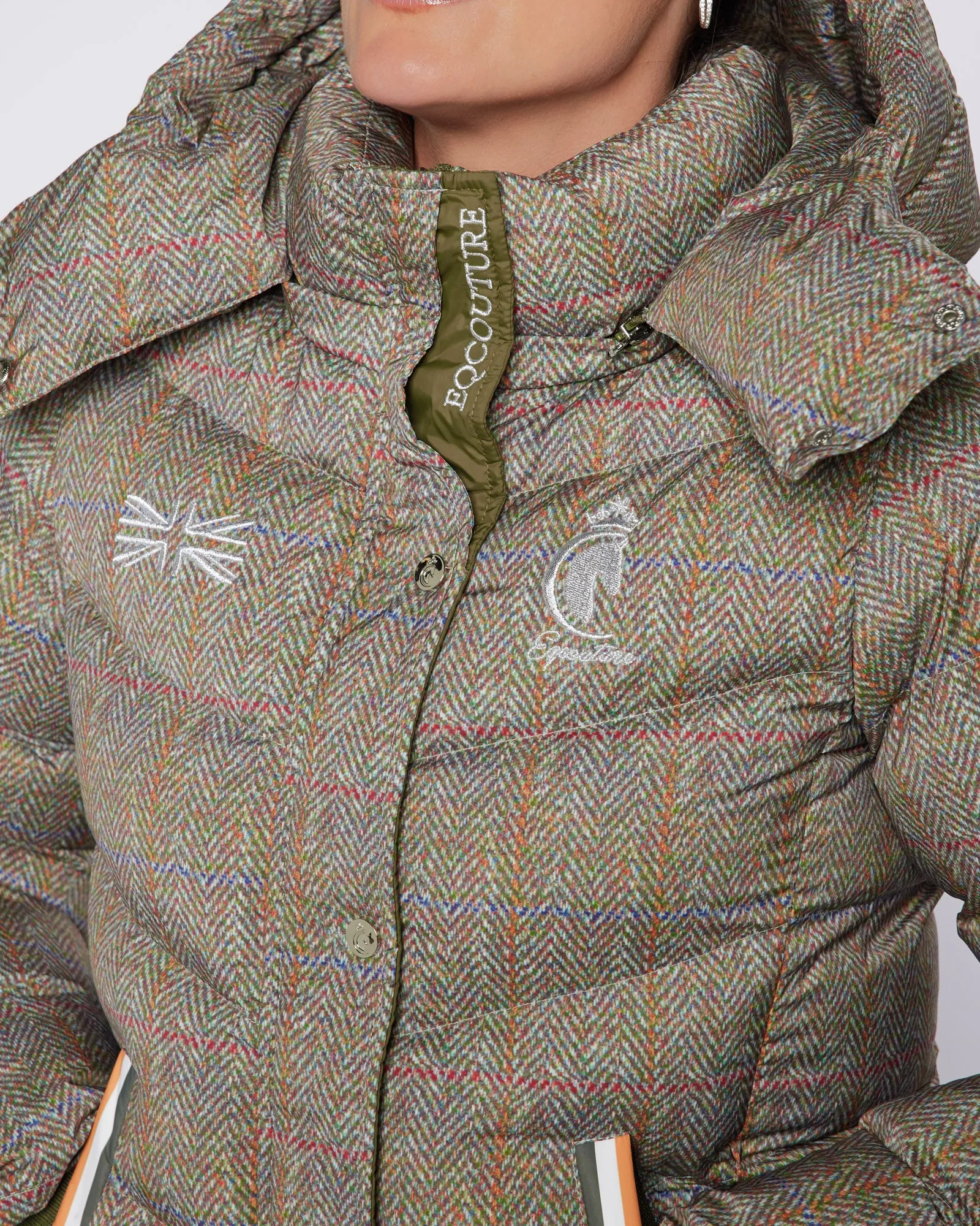 Exclusive Short Tweed Puffer Coat  / Jacket - Detachable Hood