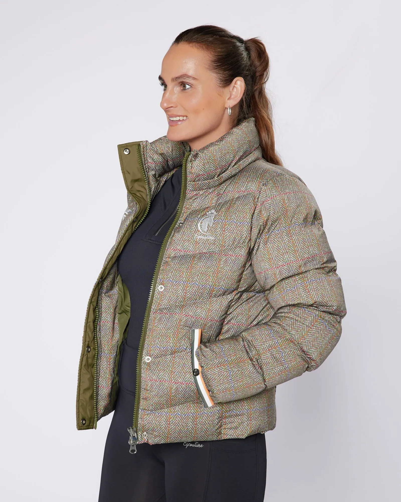 Exclusive Short Tweed Puffer Coat  / Jacket - Detachable Hood