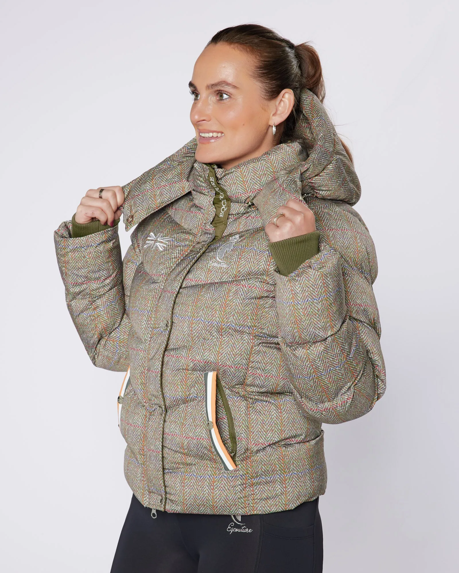 Exclusive Short Tweed Puffer Coat  / Jacket - Detachable Hood