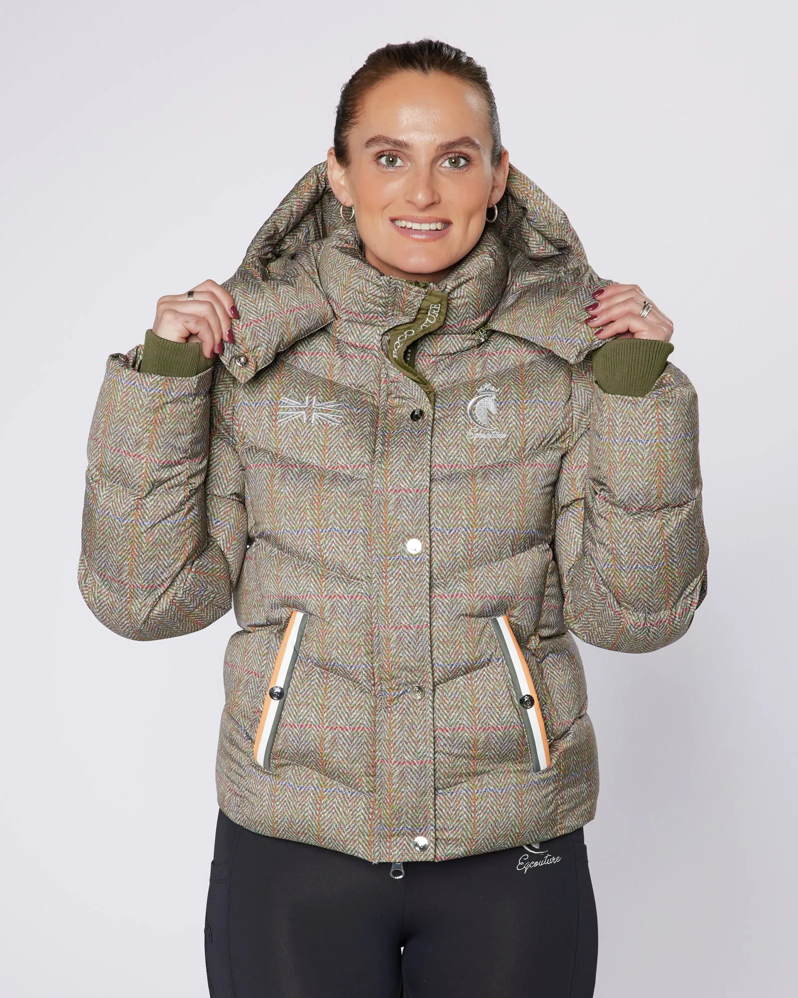 Exclusive Short Tweed Puffer Coat  / Jacket - Detachable Hood