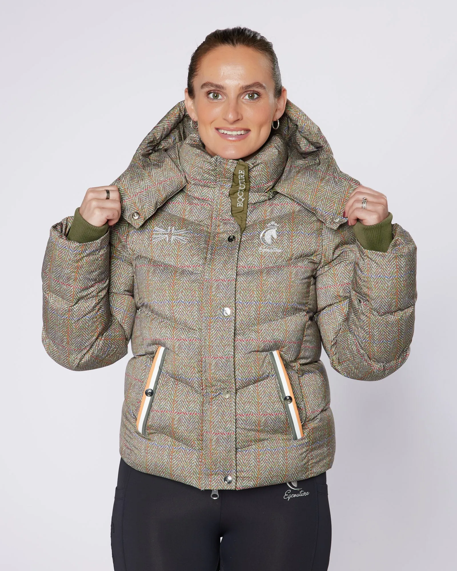 Exclusive Short Tweed Puffer Coat  / Jacket - Detachable Hood