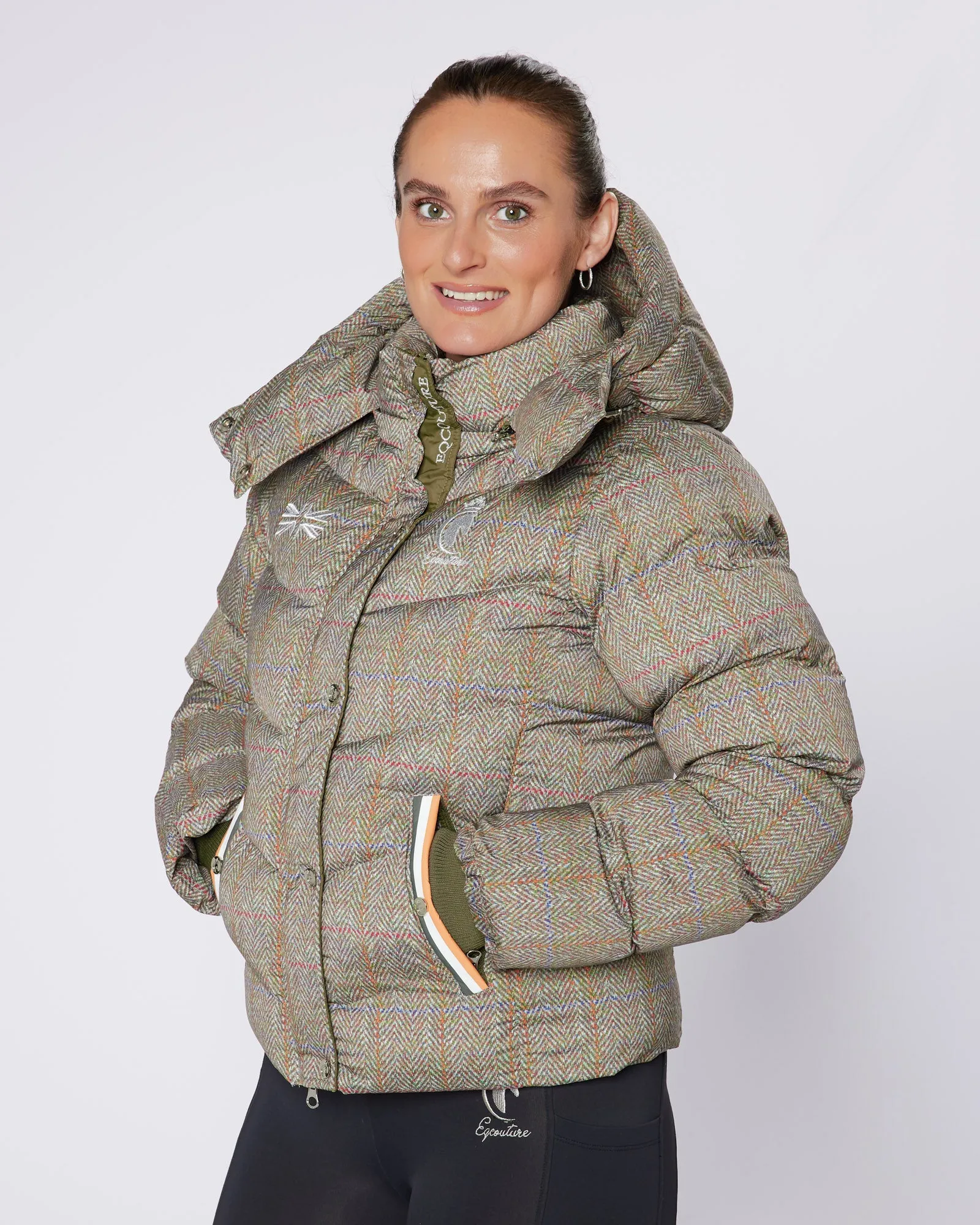 Exclusive Short Tweed Puffer Coat  / Jacket - Detachable Hood