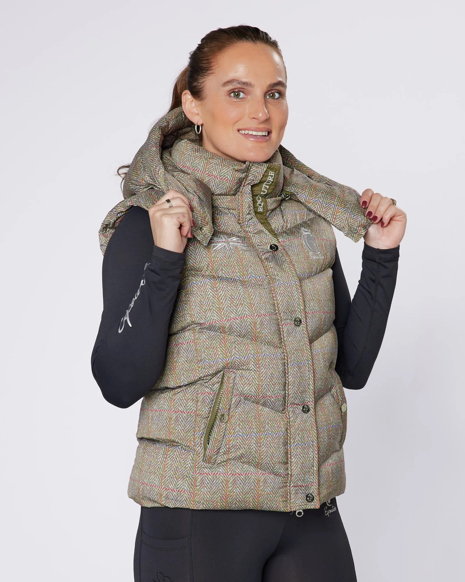 Exclusive Tweed Puffer Gilet - Detachable Hood