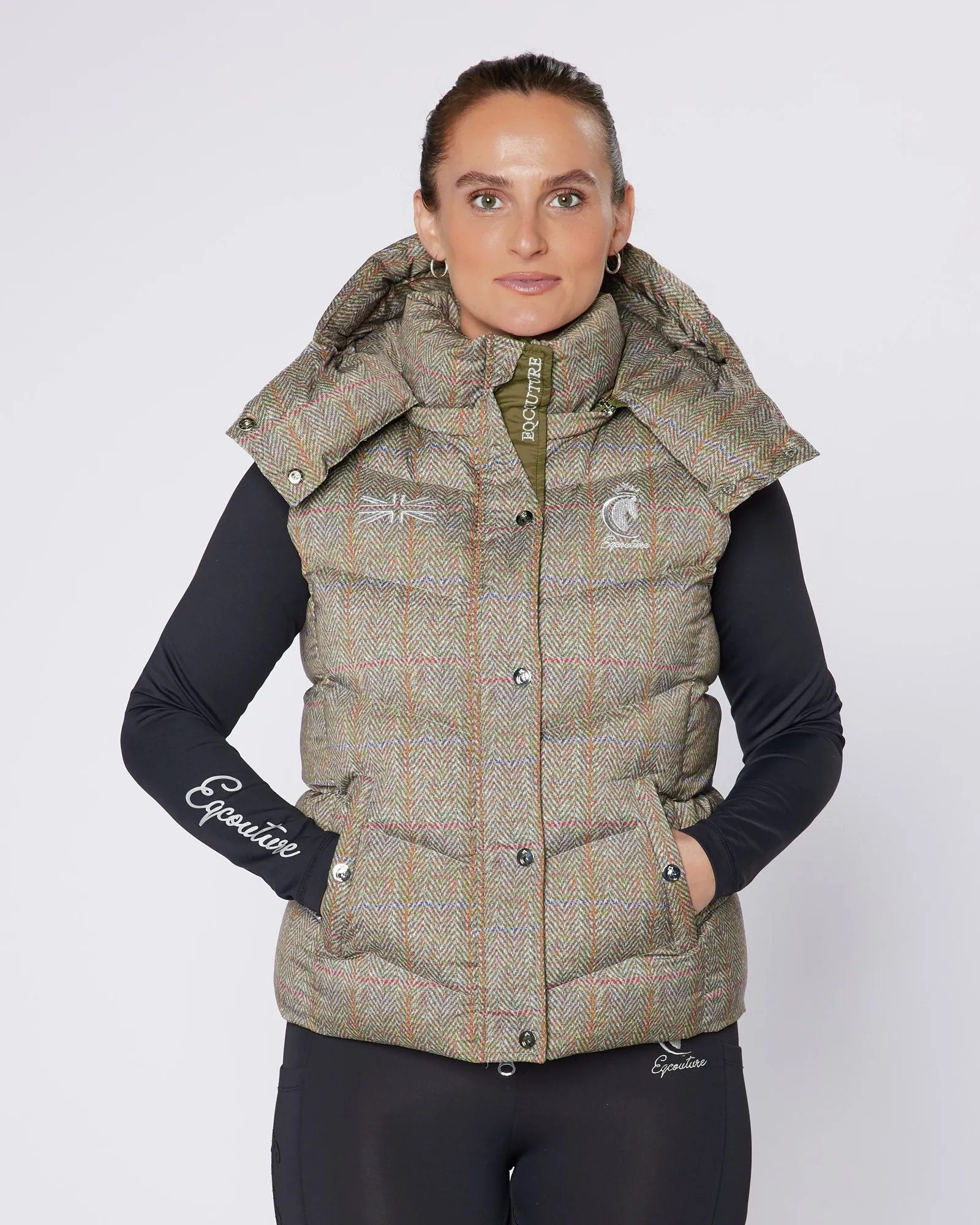 Exclusive Tweed Puffer Gilet - Detachable Hood