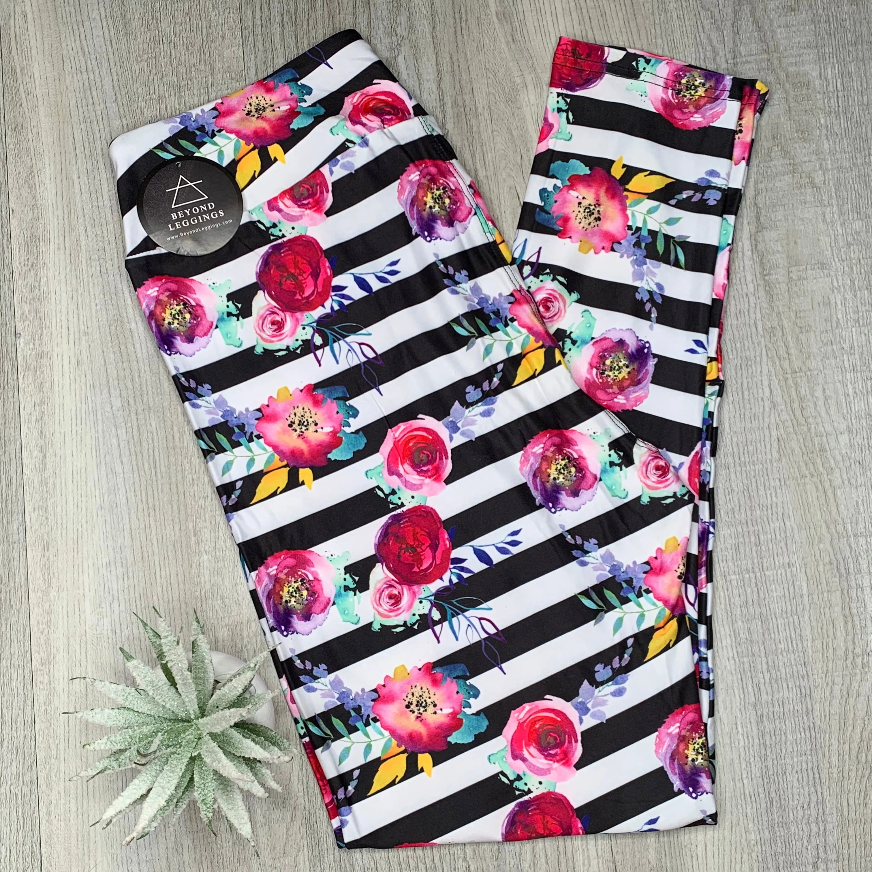 Floral Stripes Soft Leggings