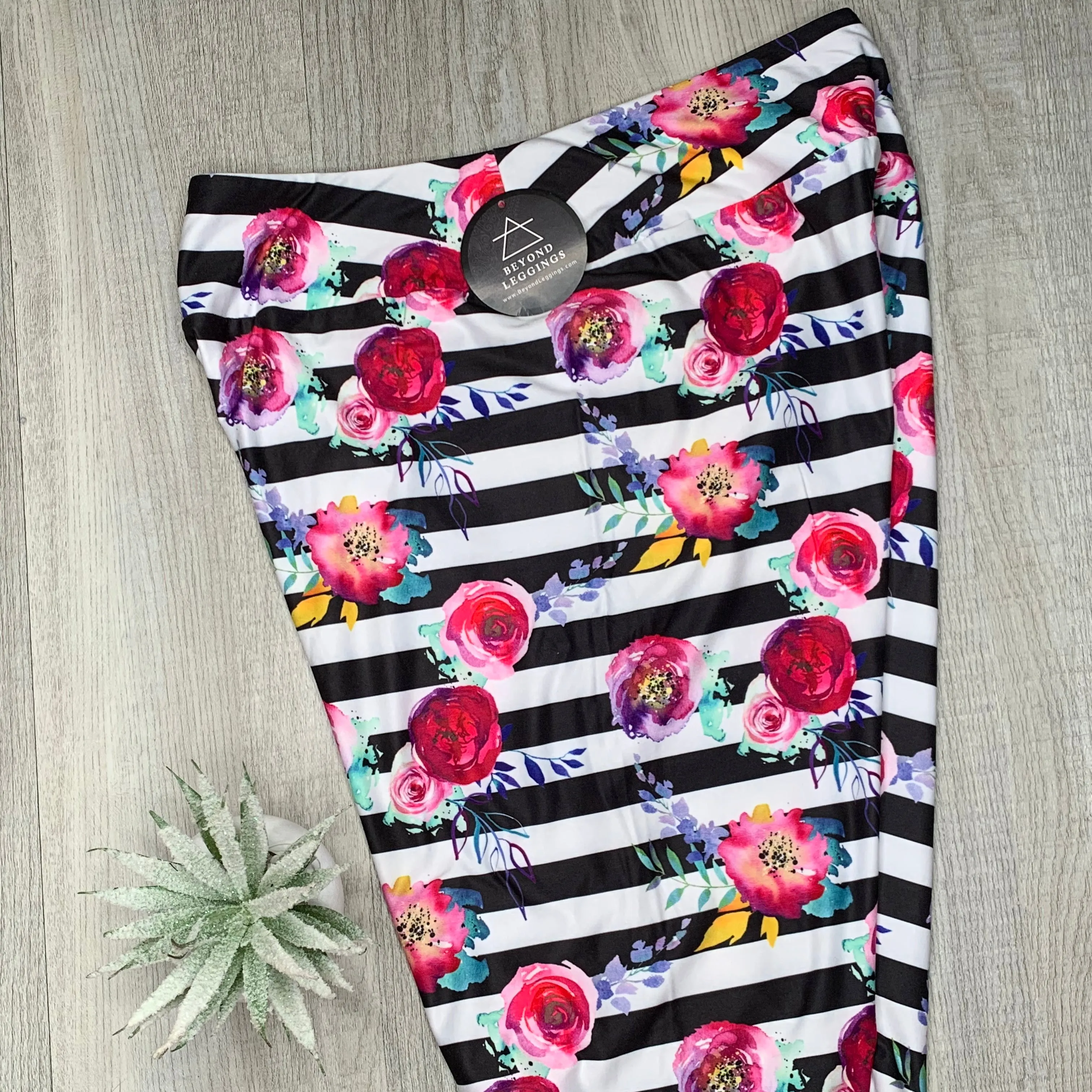 Floral Stripes Soft Leggings