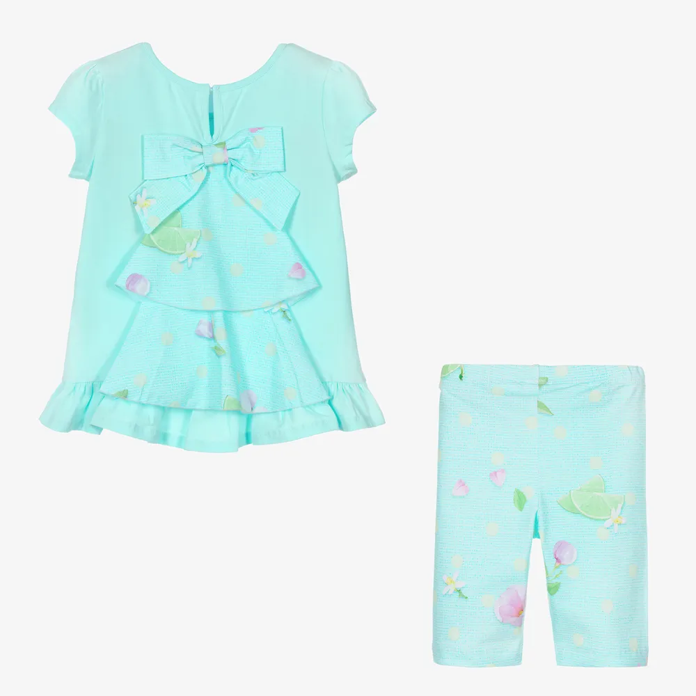 Girls Blue Cotton Leggings Set