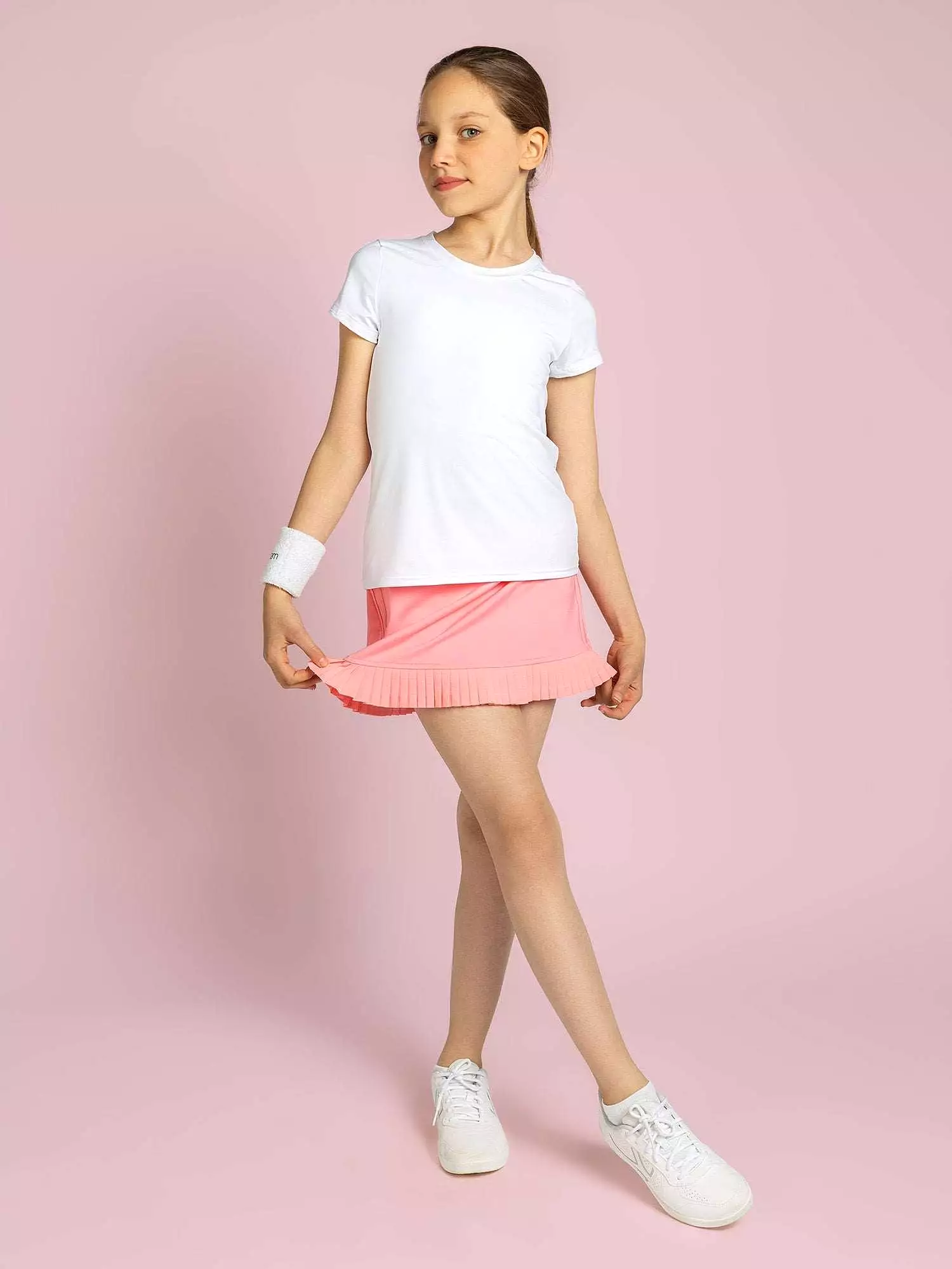 Girls Classic Tennis Pleated Skirt - Plumeria