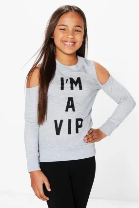 Girls Cold Shoulder Sweat Sweater