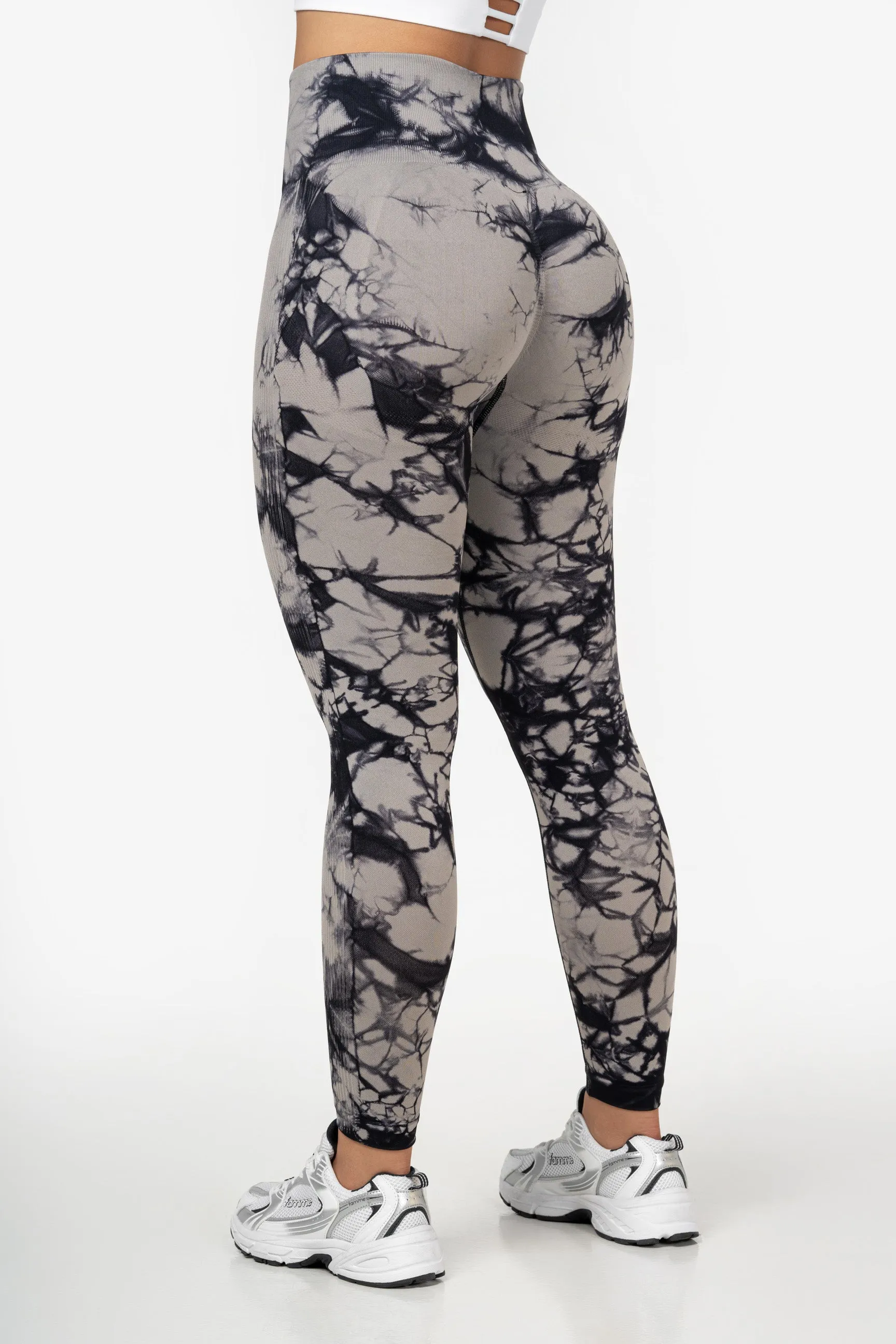 Grey Tie Dye Scrunch Leggings