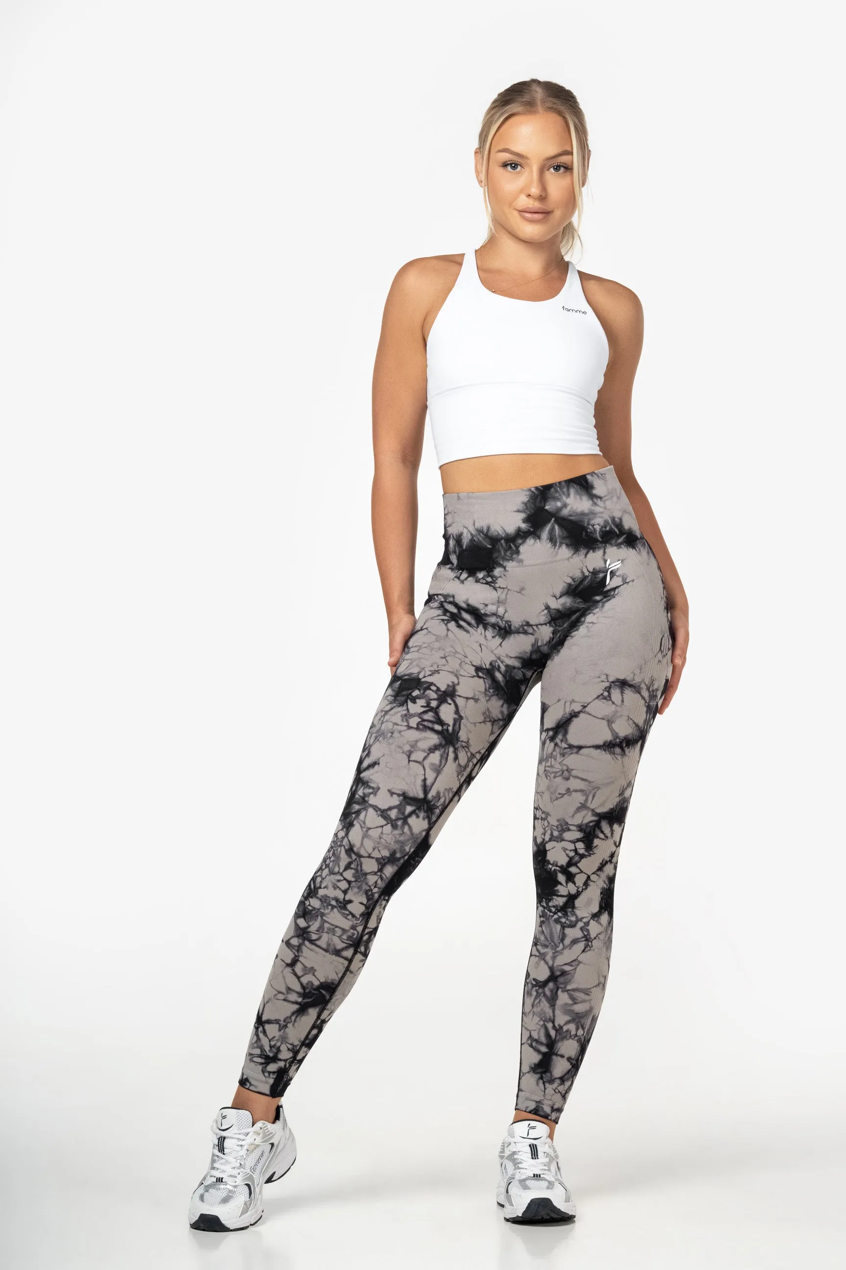 Grey Tie Dye Scrunch Leggings