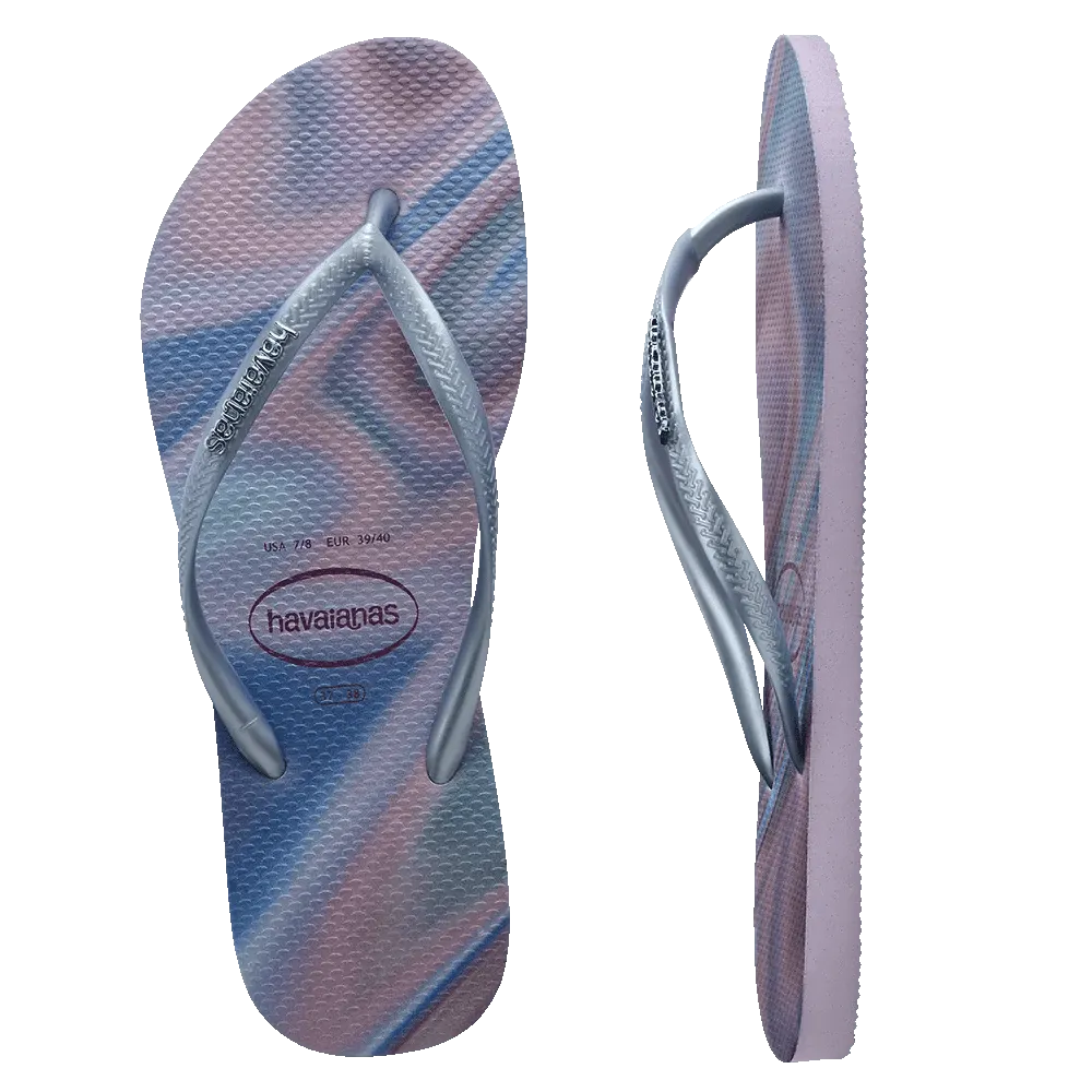 Havaianas Slim Metal Logo Iridescent Thongs