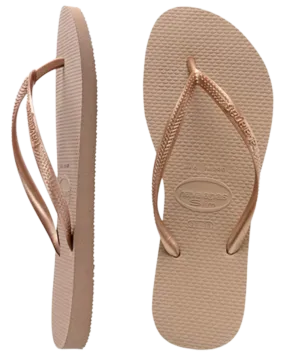 Havaianas Slim Metallic Womens Thongs - Rose Gold