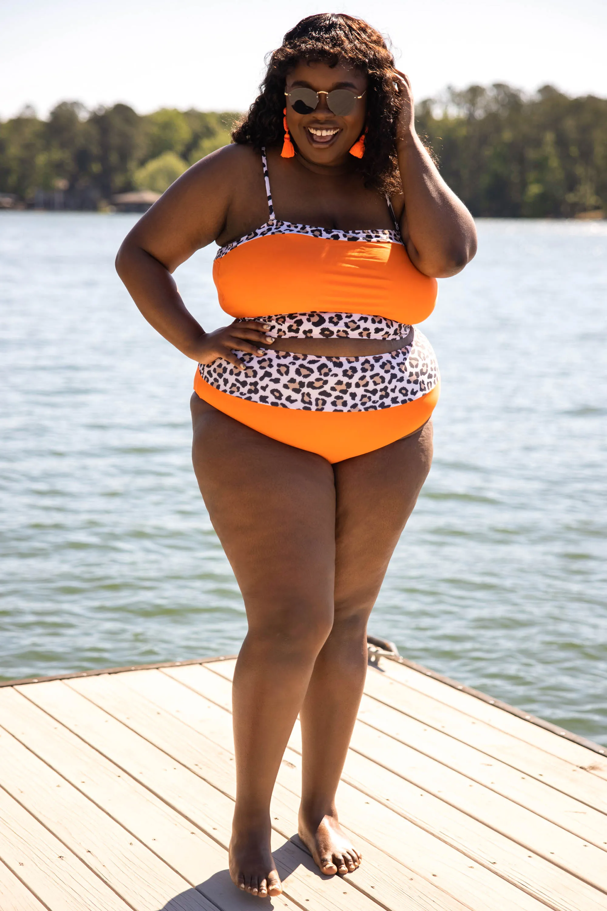 Hidden Islands Swim Bottoms, Neon Orange