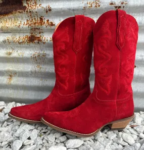 Homeward Bound Red Suede Boots (DS) - BACKORDER NOVEMBER 2024