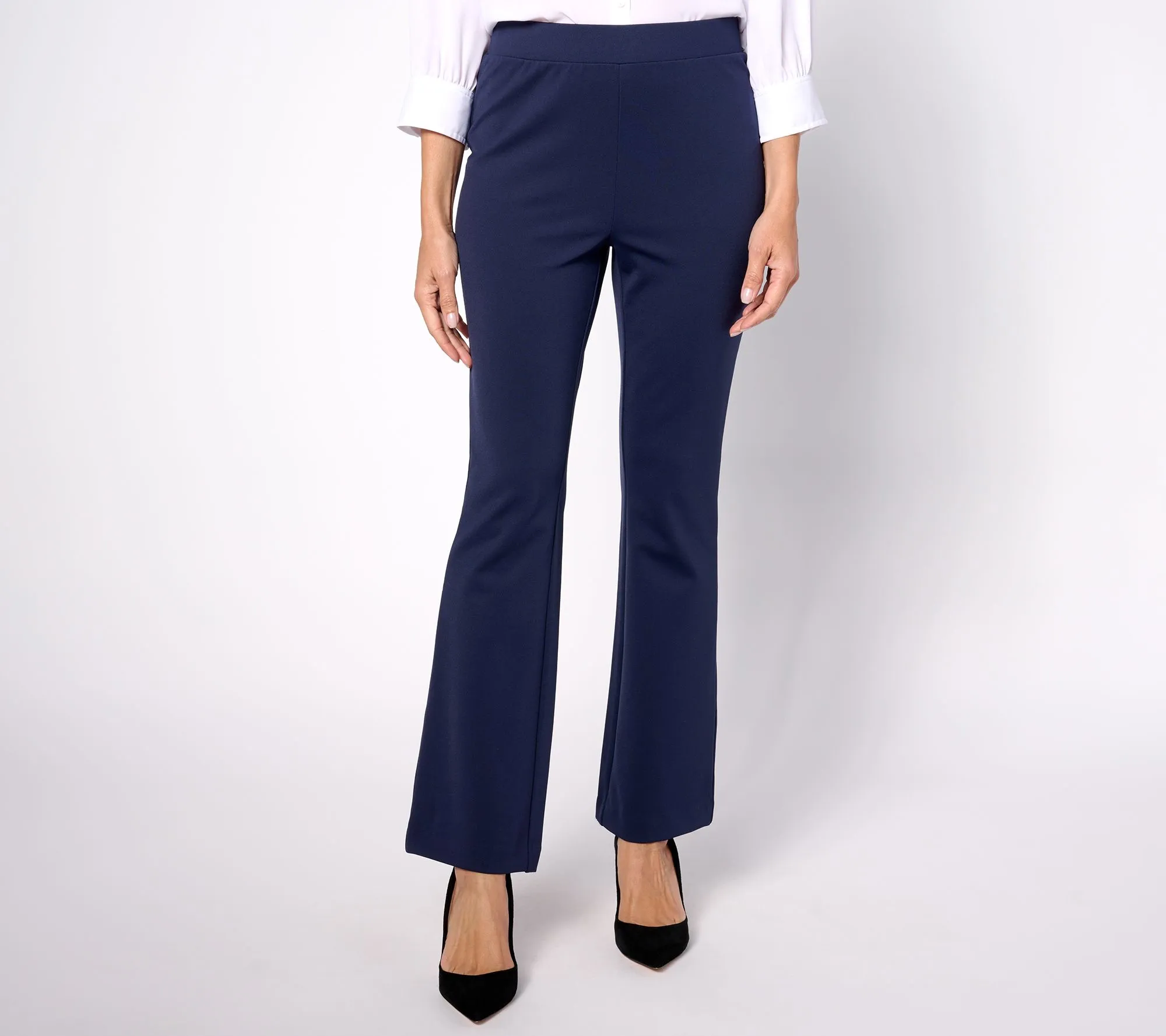 Isaac Mizrahi Live! Petite Crepe Ponte Baby Bootcut Pants