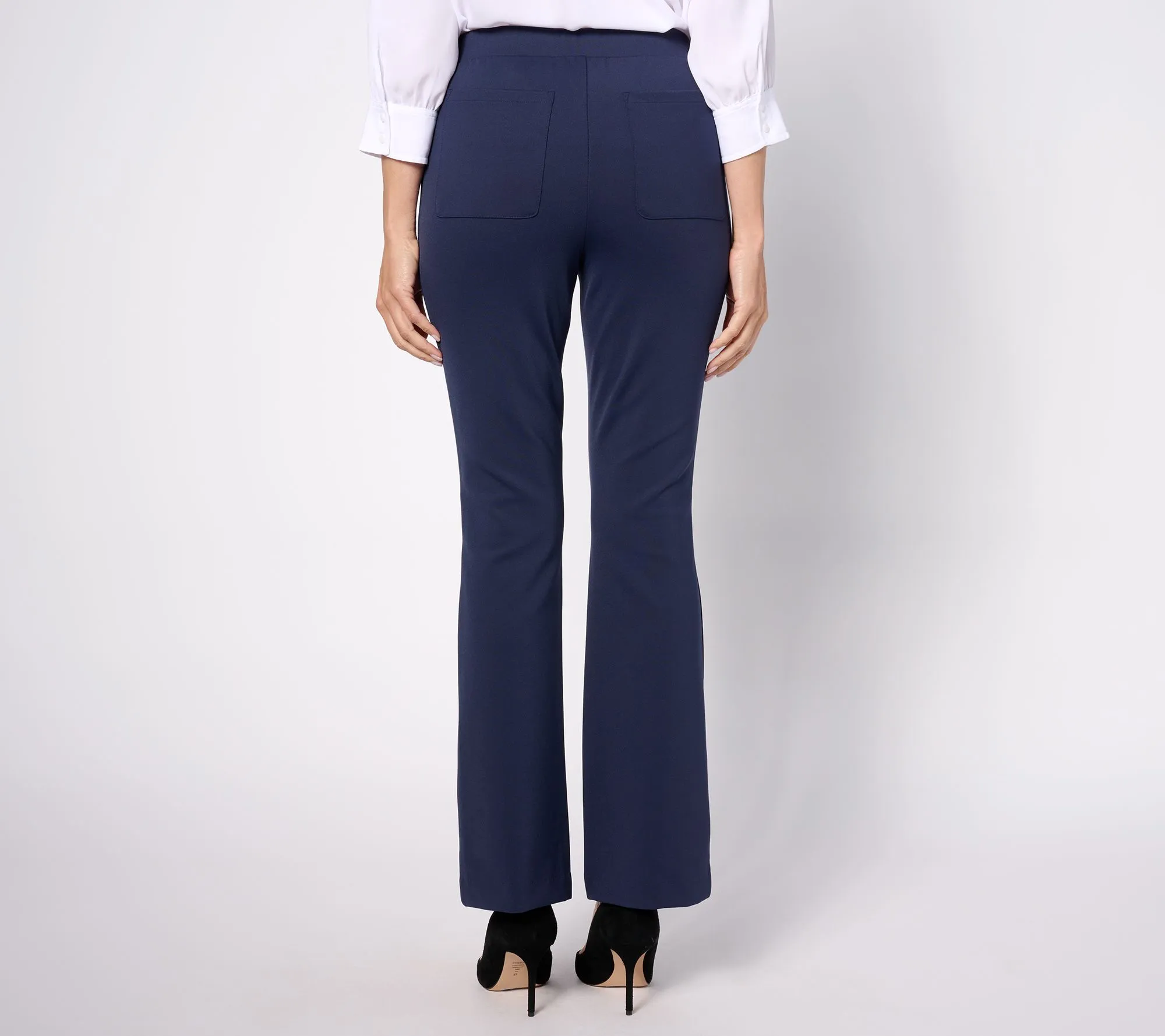 Isaac Mizrahi Live! Petite Crepe Ponte Baby Bootcut Pants