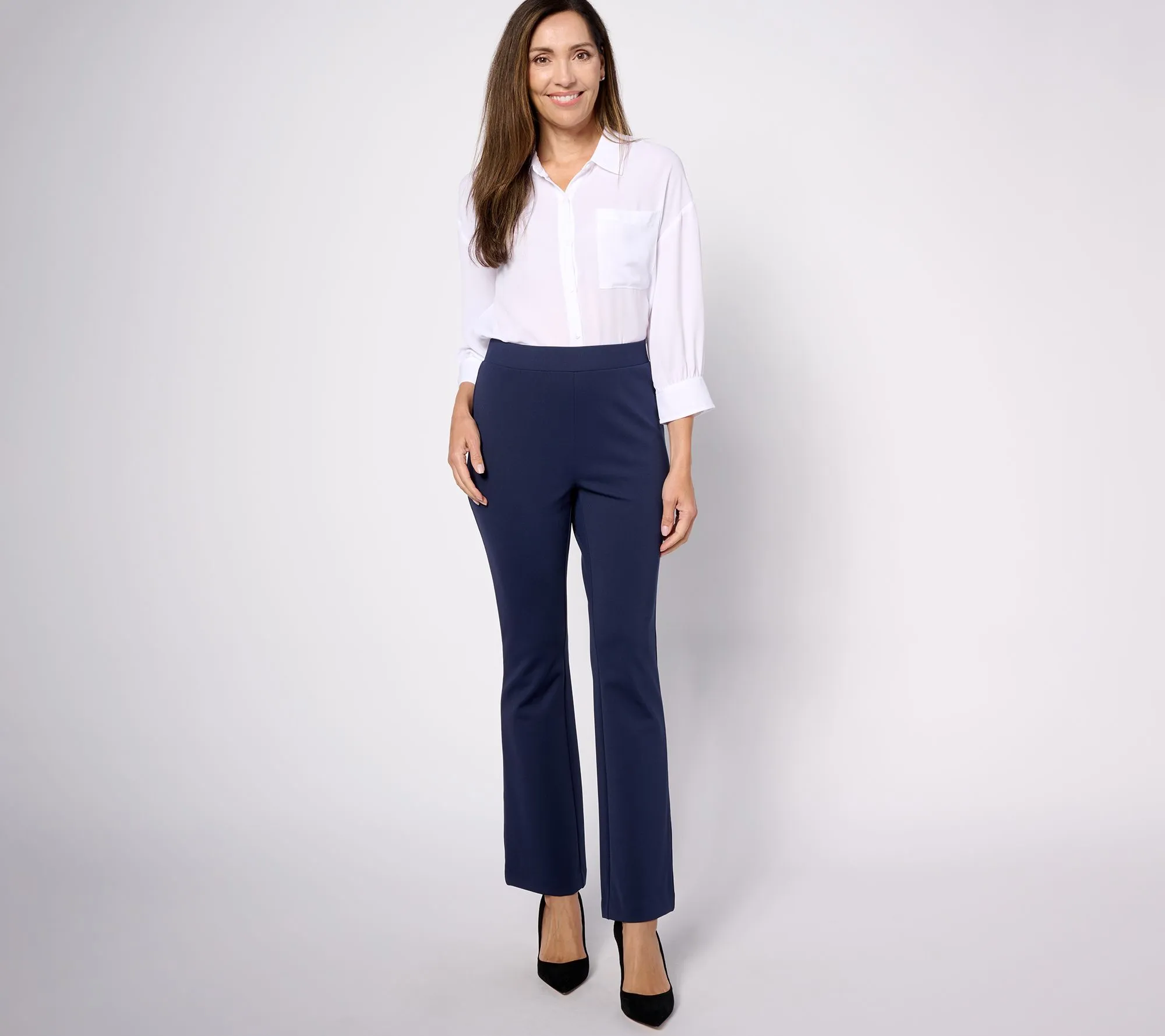 Isaac Mizrahi Live! Petite Crepe Ponte Baby Bootcut Pants