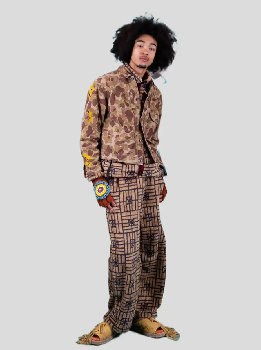 Kapital Folk domino pattern fleece easy straight pants