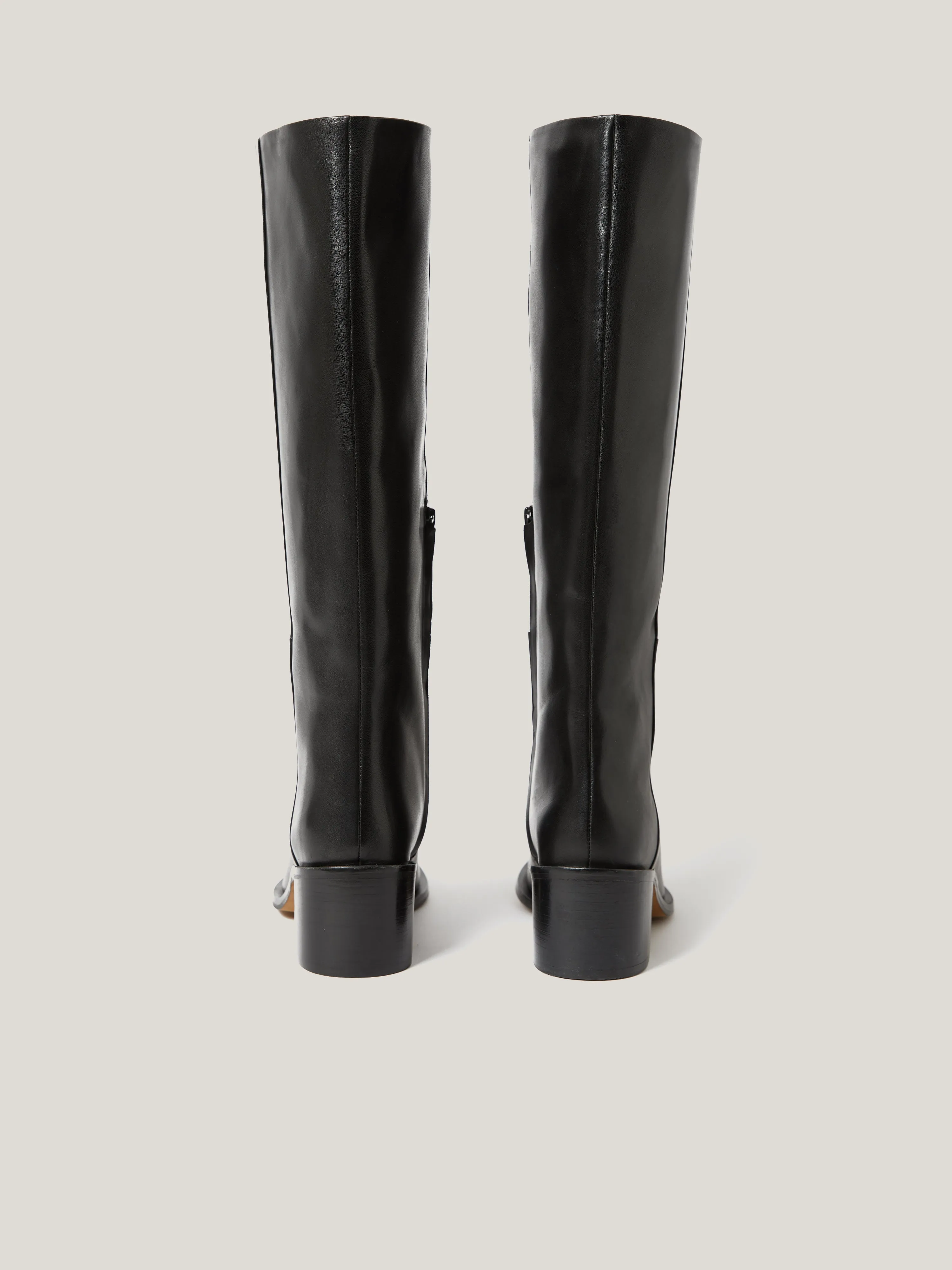 Leather Heeled Riding Boot | Black