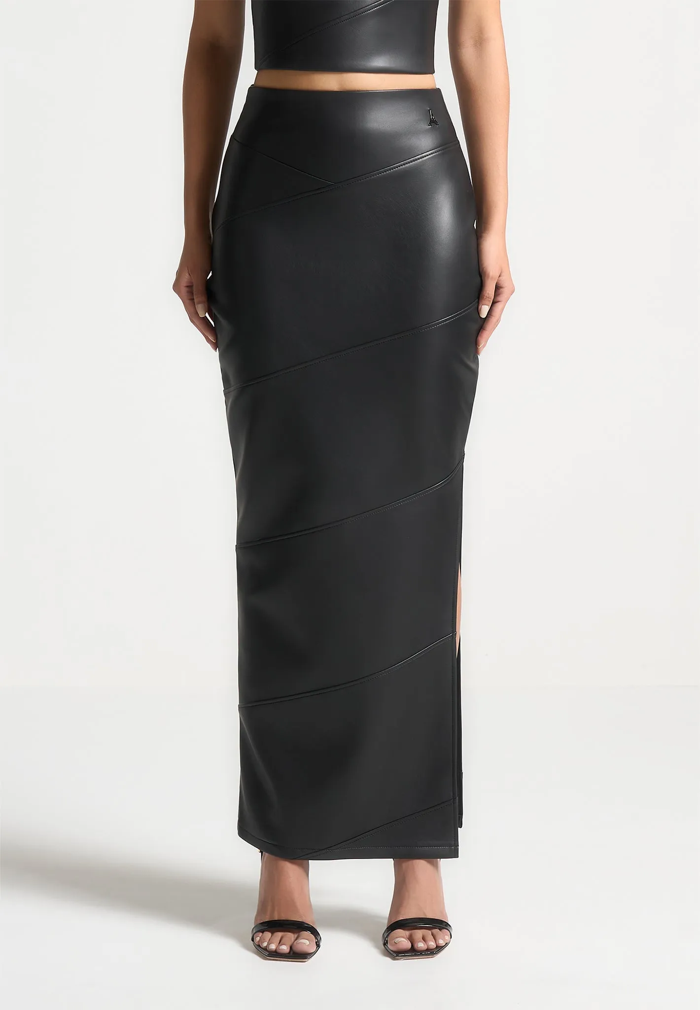 Leather Midaxi Skirt - Black