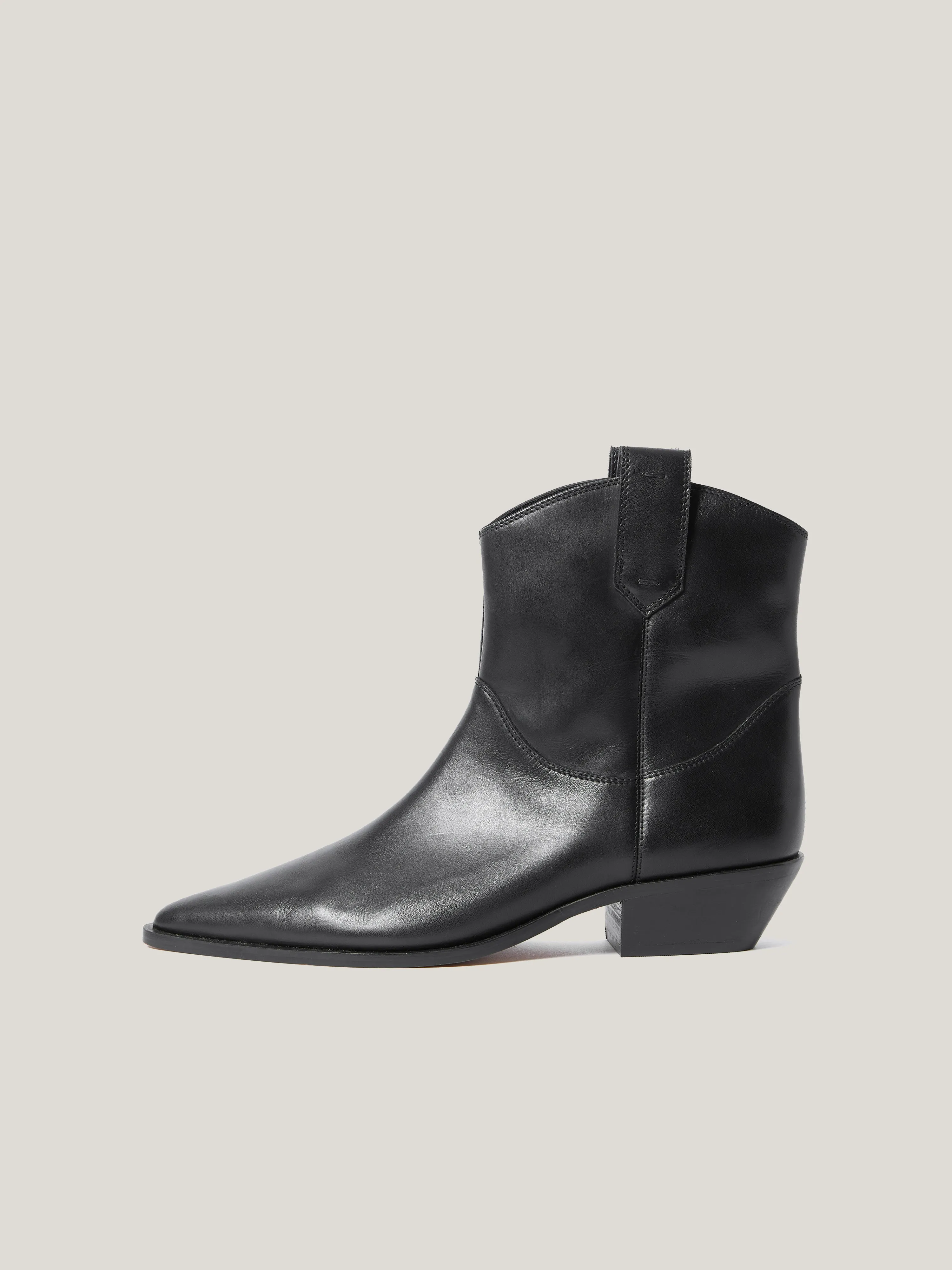 Leather Western Ankle Boot | Black