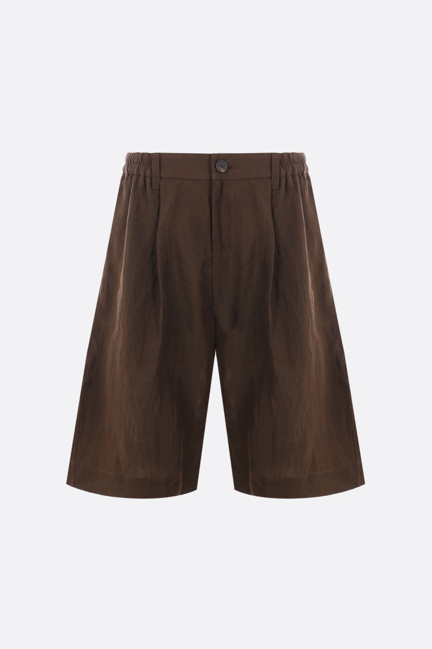 linen shorts with overlay panel