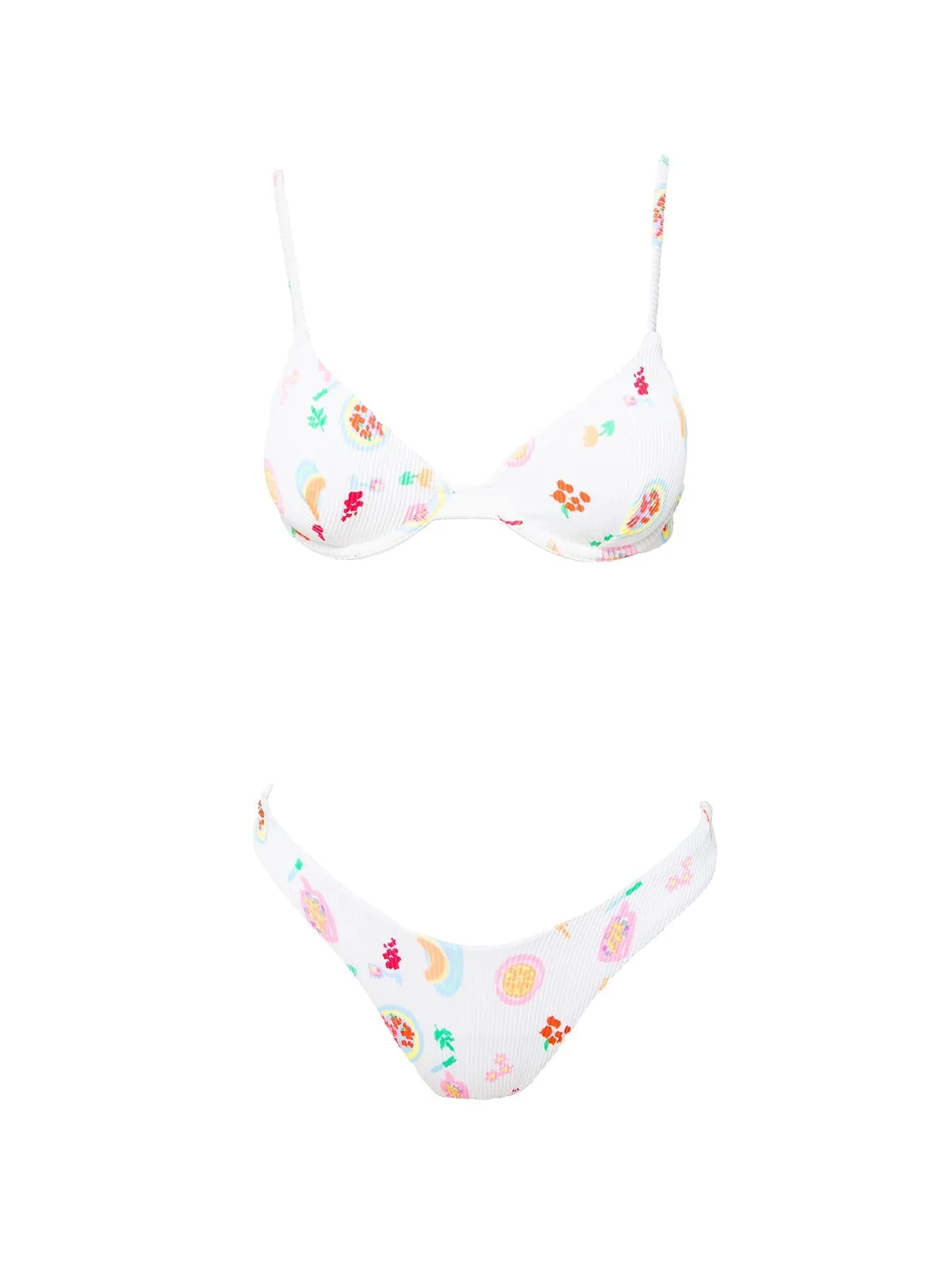 Lolita Rib Bikini Bottoms White Multi