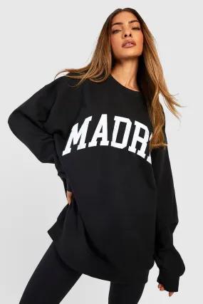 Madrid Slogan Oversized Sweater