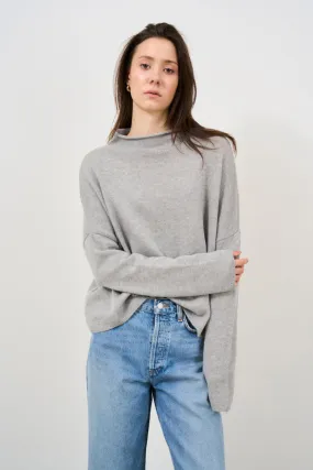 Maglione donna grigio mezzo collo