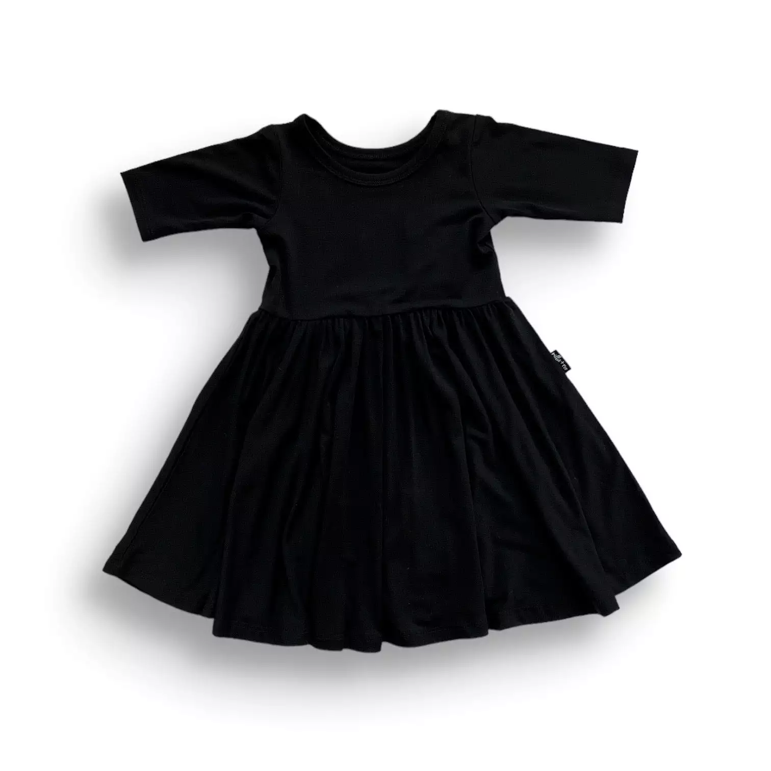 MID SLEEVE BAMBOO DRESS- Little Black Twirl