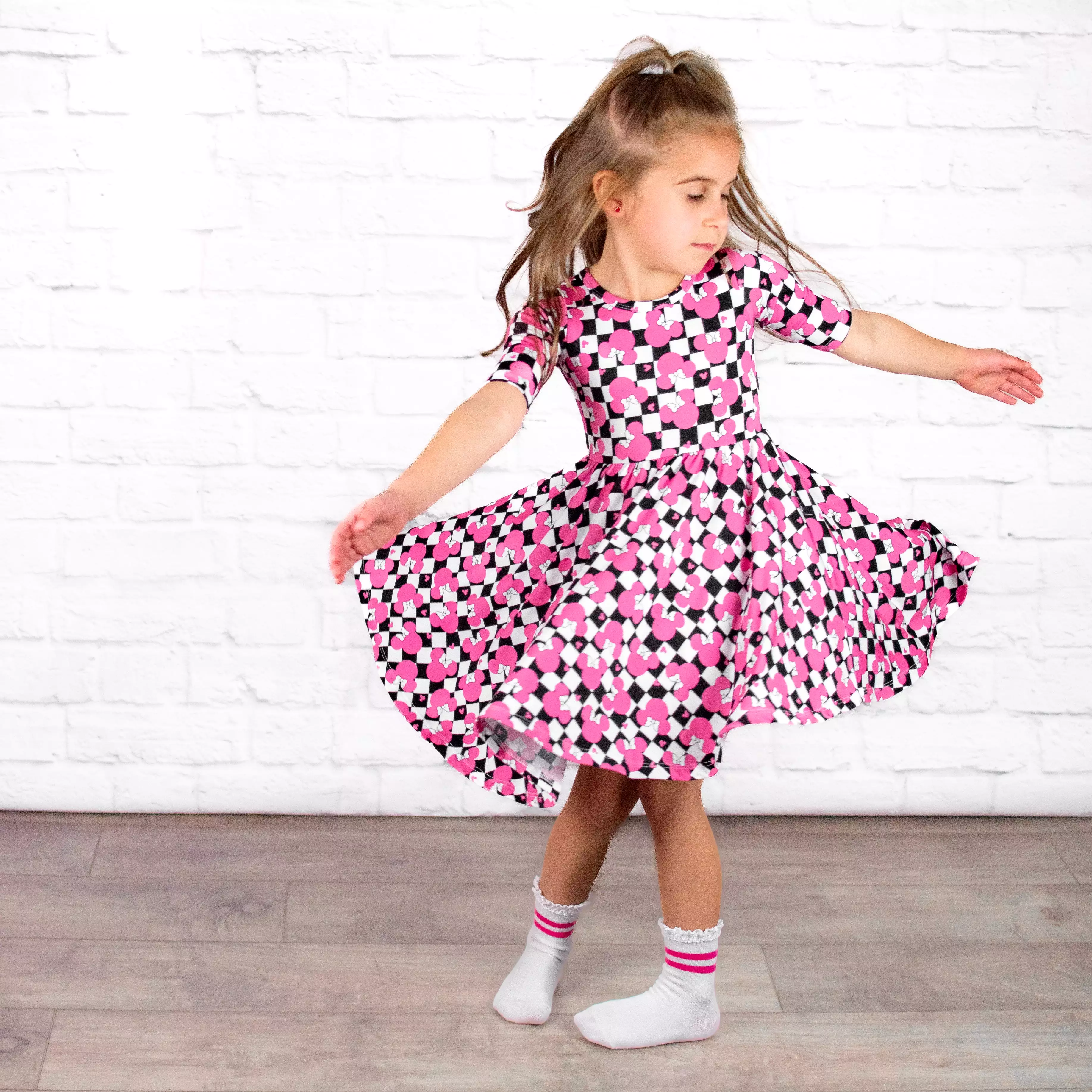 MID SLEEVE TWIRL DRESS- Millie Magic