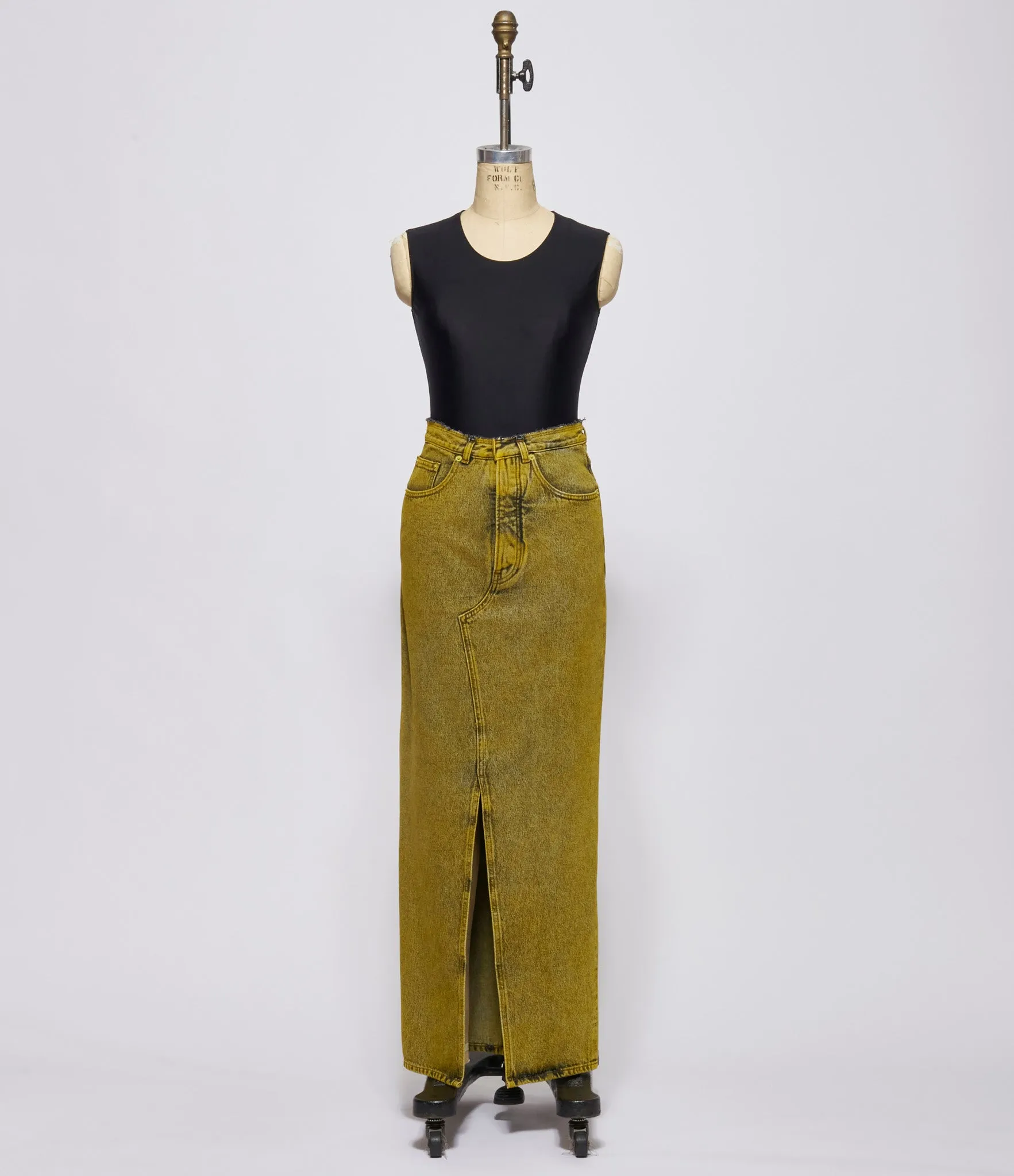 MM6 Maison Margiela Womens Yellow Denim Long Skirt