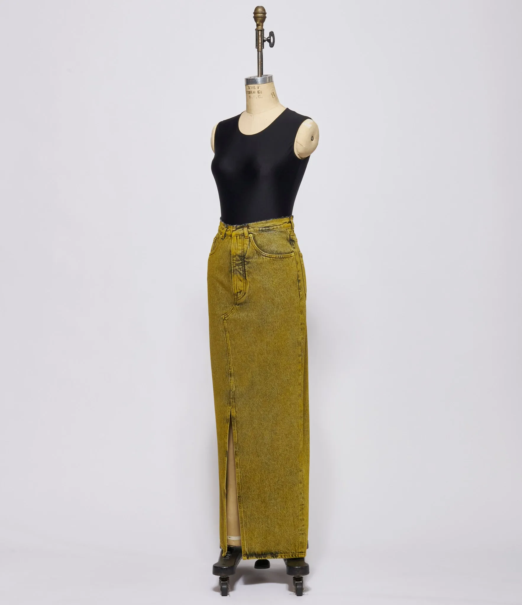 MM6 Maison Margiela Womens Yellow Denim Long Skirt