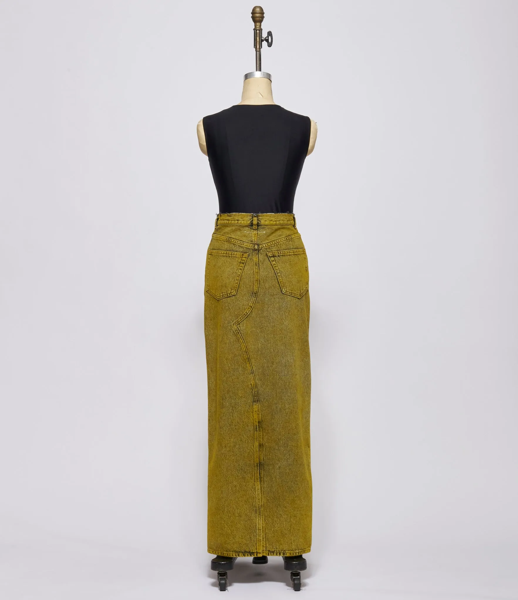 MM6 Maison Margiela Womens Yellow Denim Long Skirt