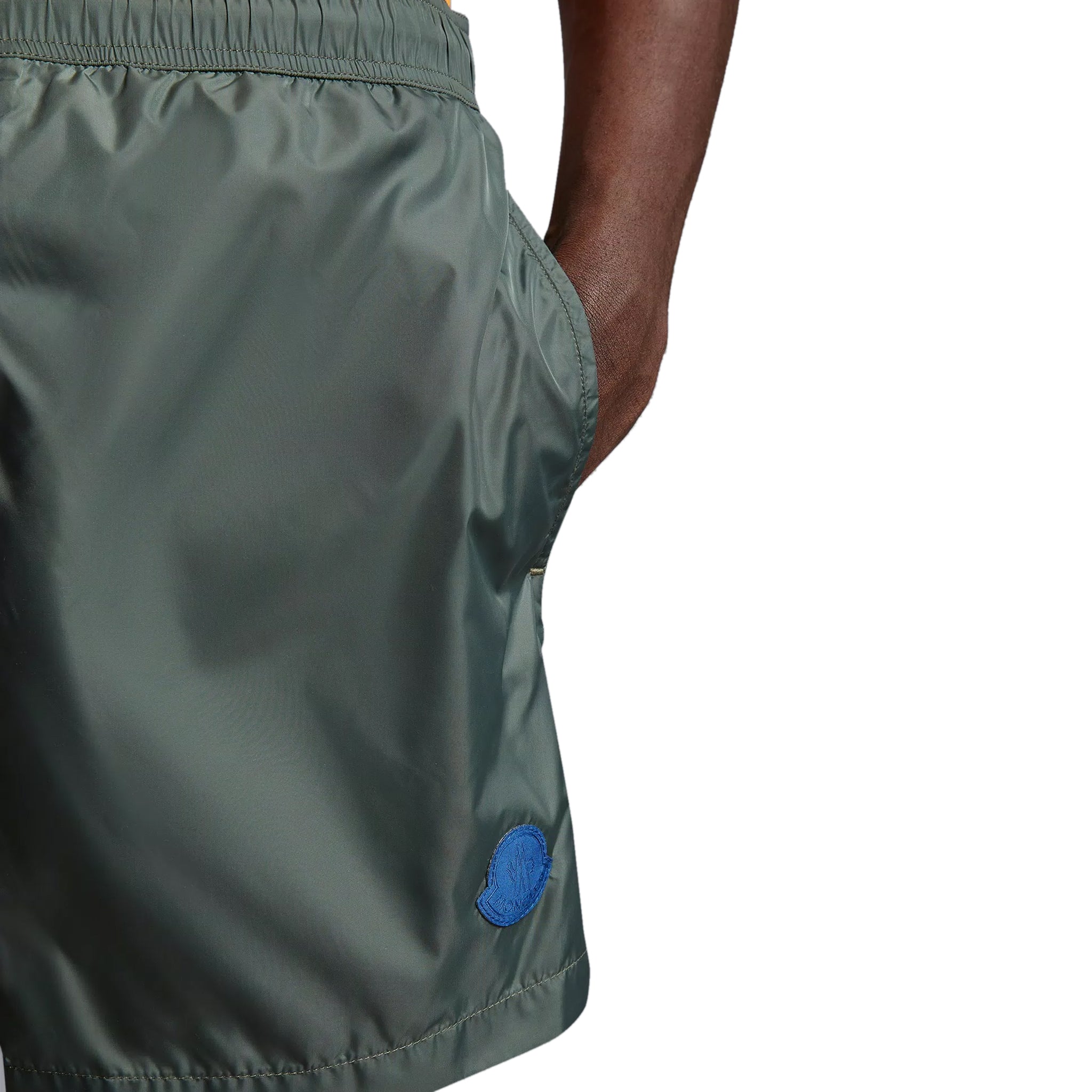 Moncler Logo Patch Green Swim Shorts