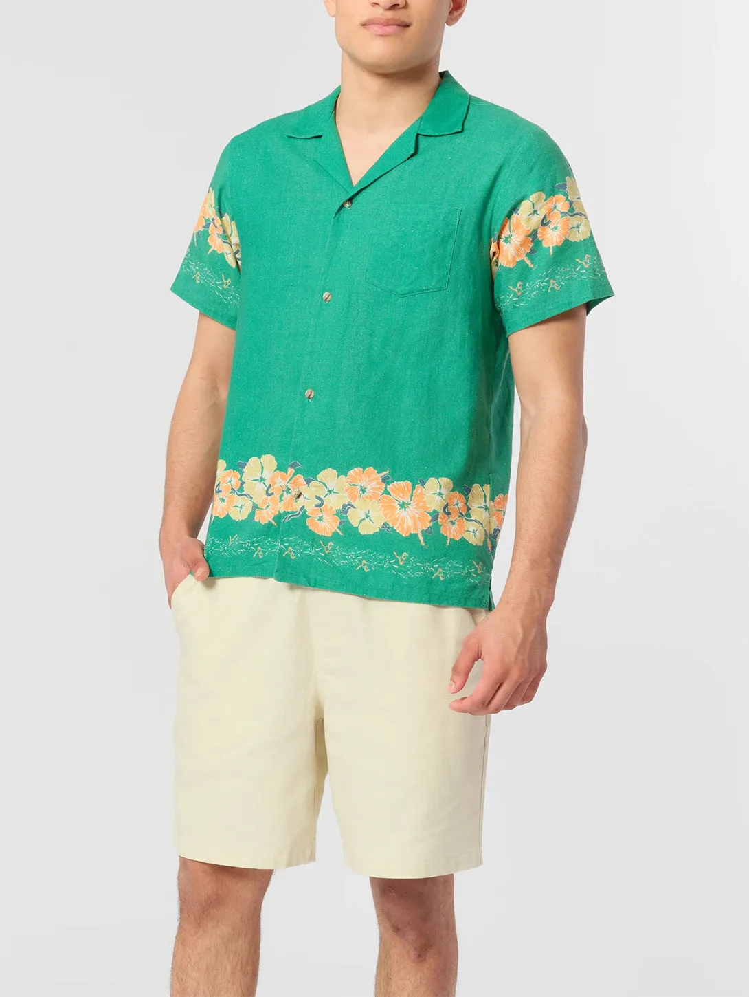 Moss Ornate Bloom Camp Shirt - Green