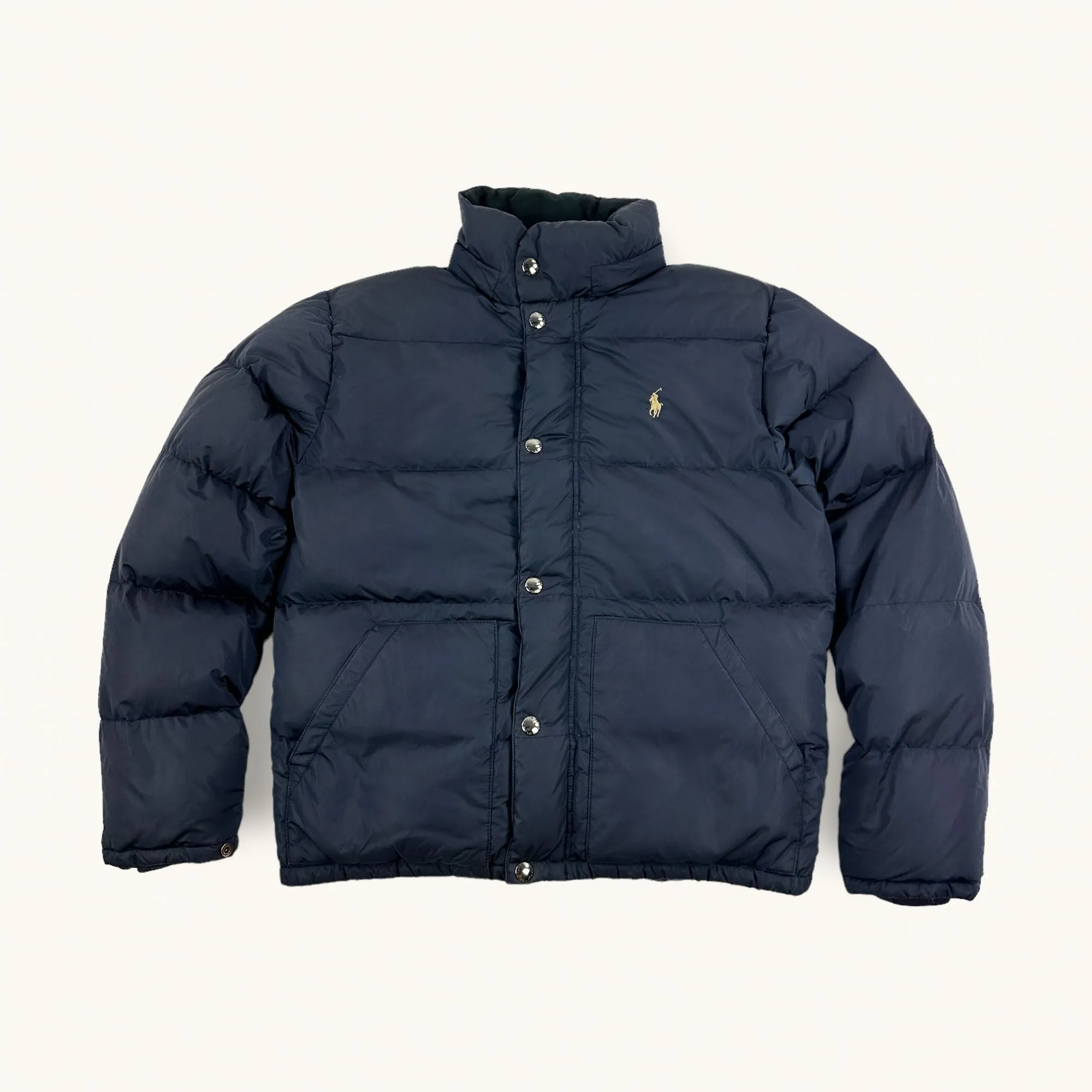 Navy Blue 90s Polo Ralph Lauren Puffer Jacket Coat (S)