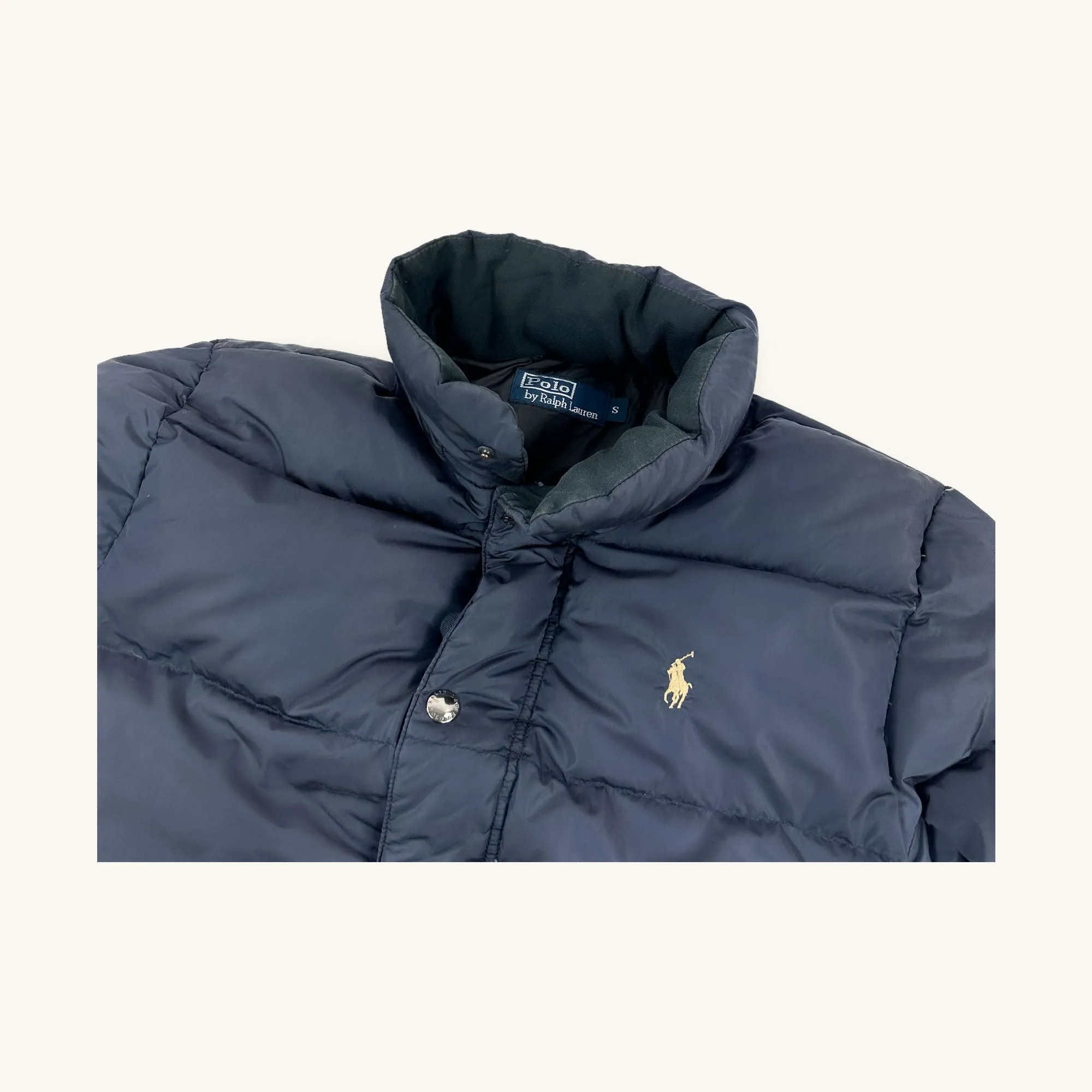 Navy Blue 90s Polo Ralph Lauren Puffer Jacket Coat (S)