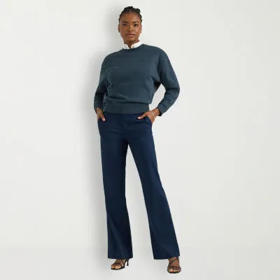 new!Lee Wrinkle Free Womens Mid Rise Bootcut Flat Front Pant