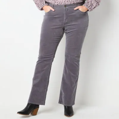 new!St. John's Bay Secretly Slender Womens Mid Rise Bootcut Corduroy Pant - Plus